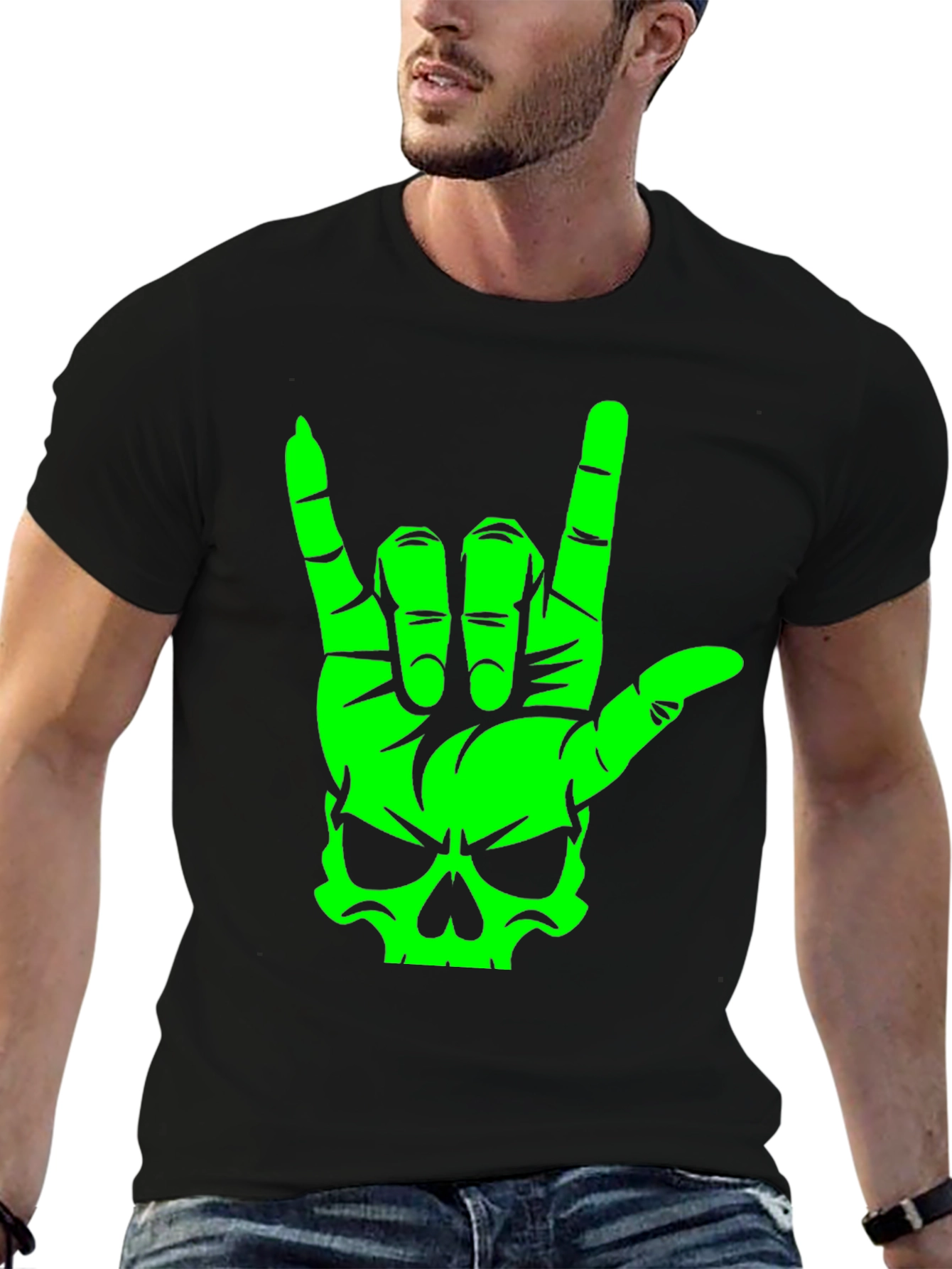 Skull Hand Sign Graphic T-Shirt