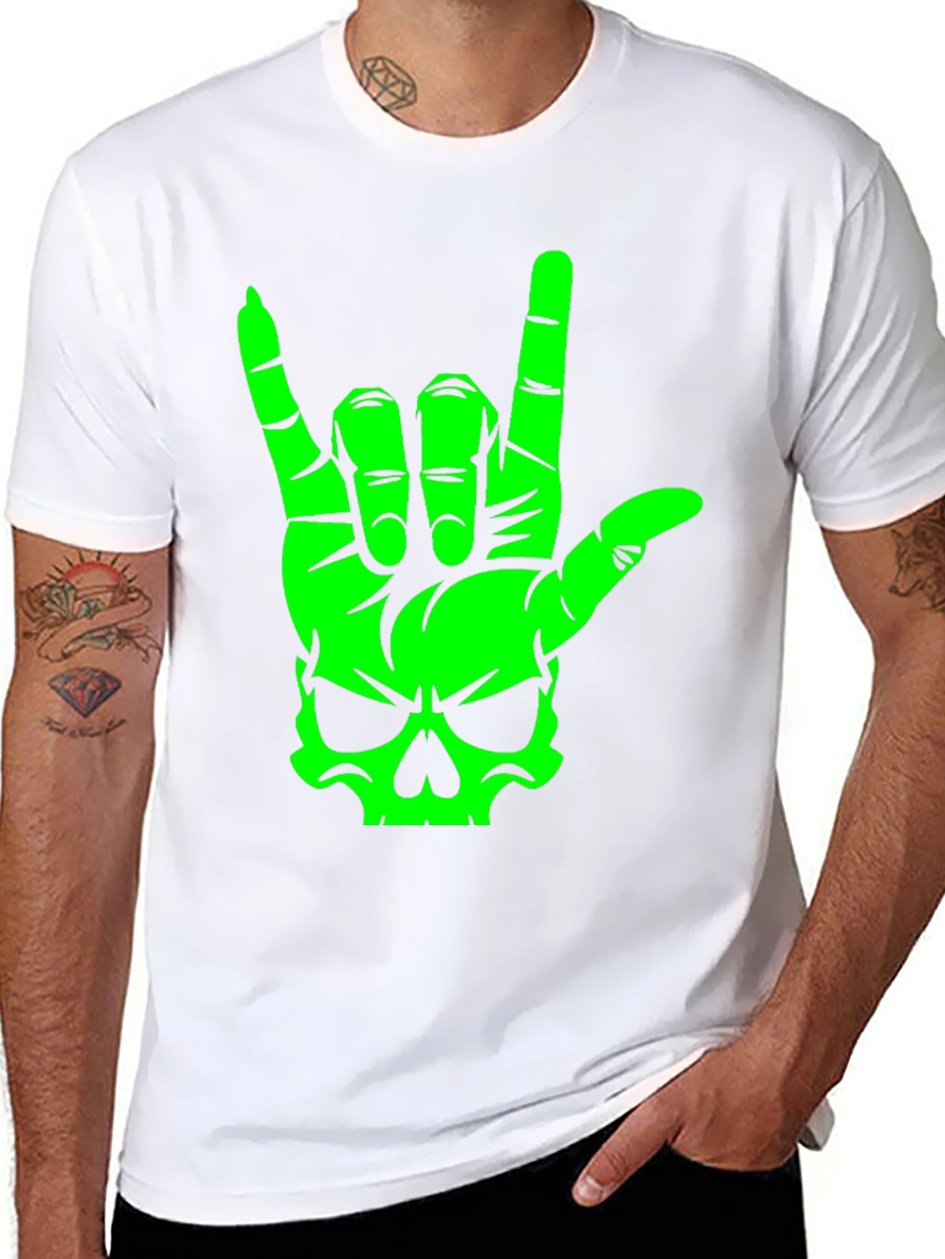 Skull Hand Sign Graphic T-Shirt
