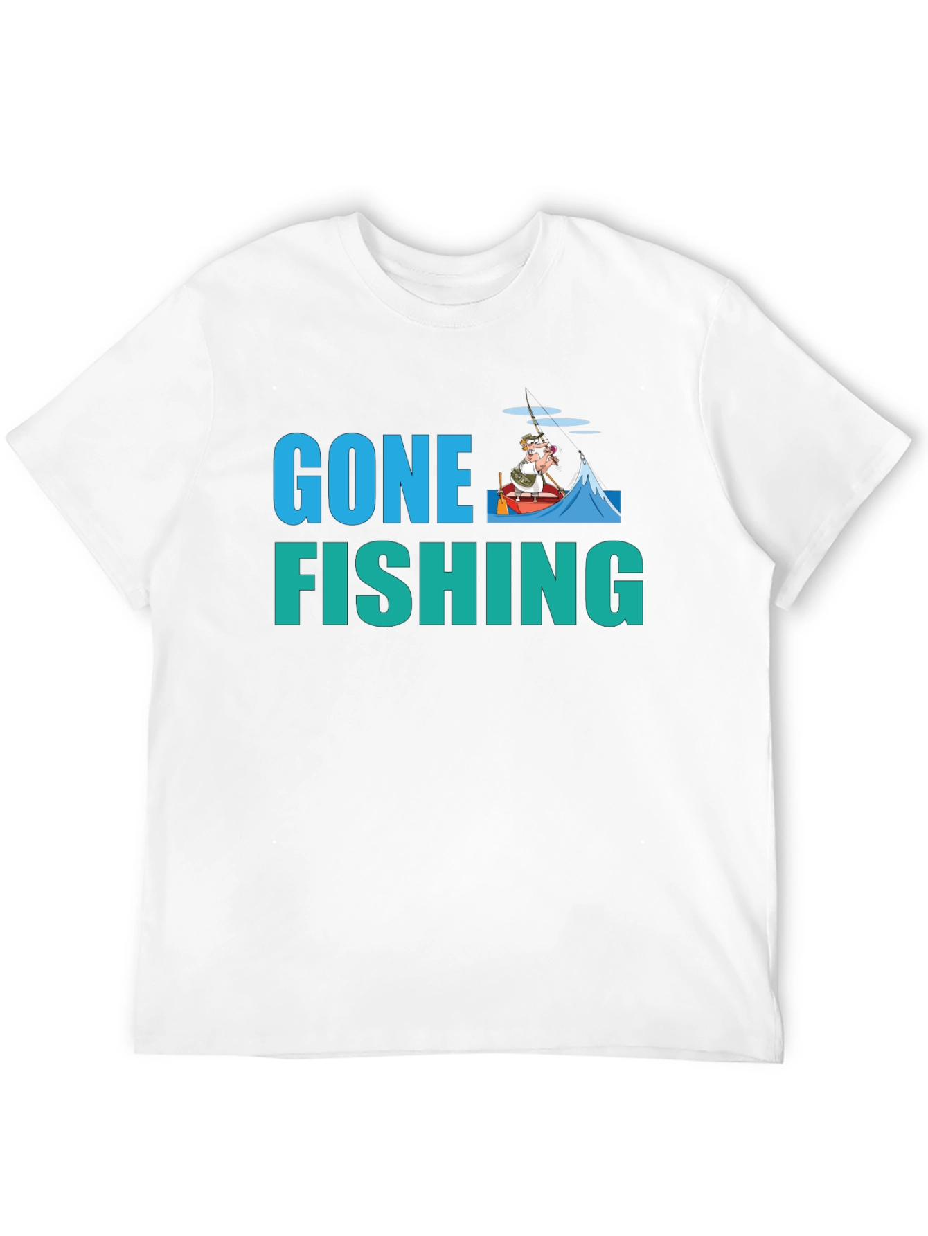 Gone Fishing Graphic Tee -  Black Cotton T-Shirt