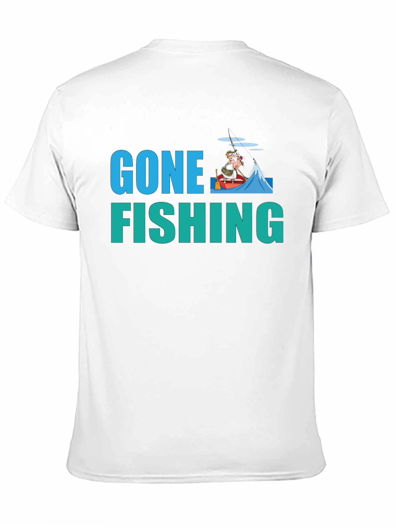 Gone Fishing Graphic Tee -  Black Cotton T-Shirt