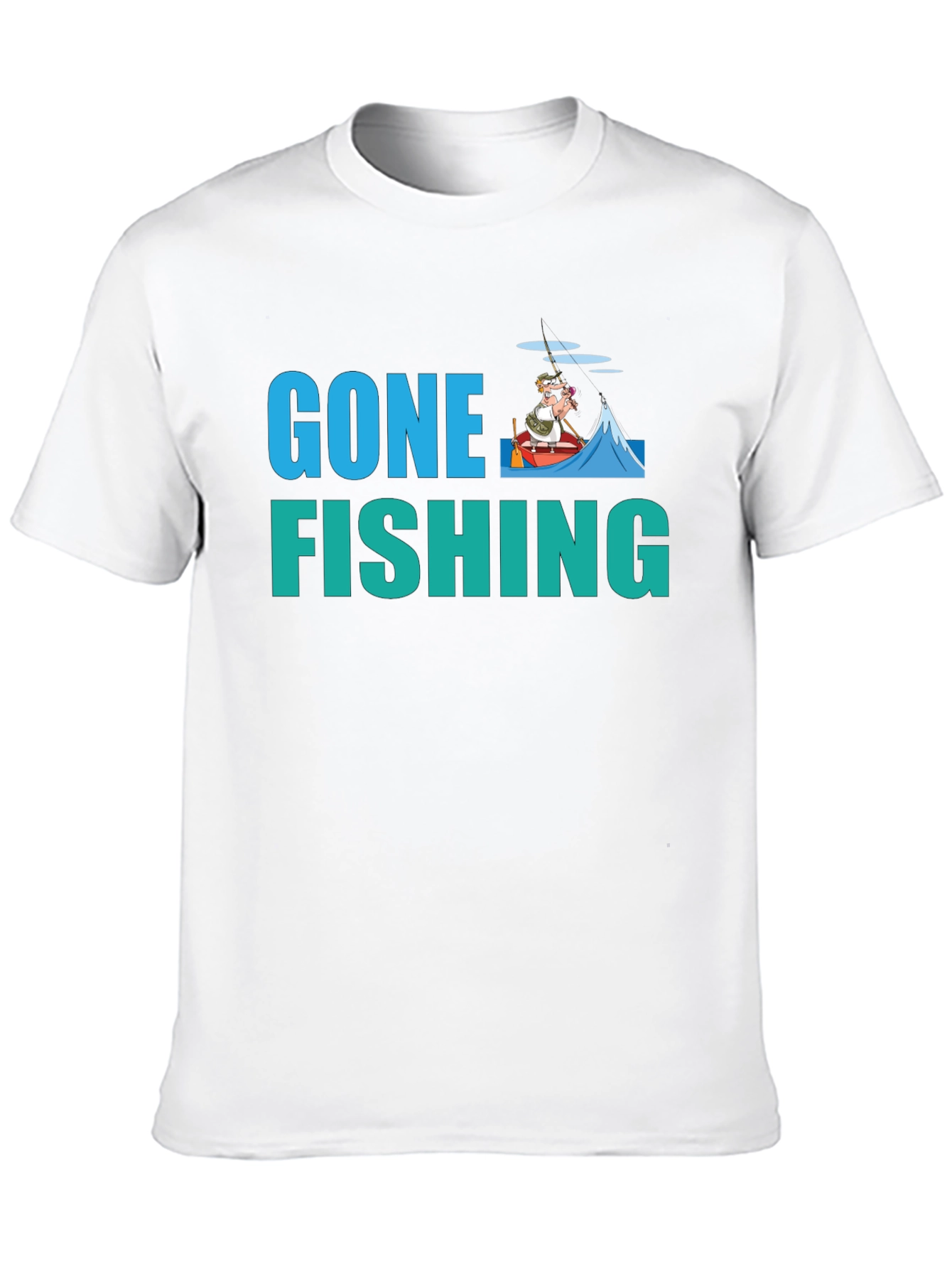 Gone Fishing Graphic Tee -  Black Cotton T-Shirt