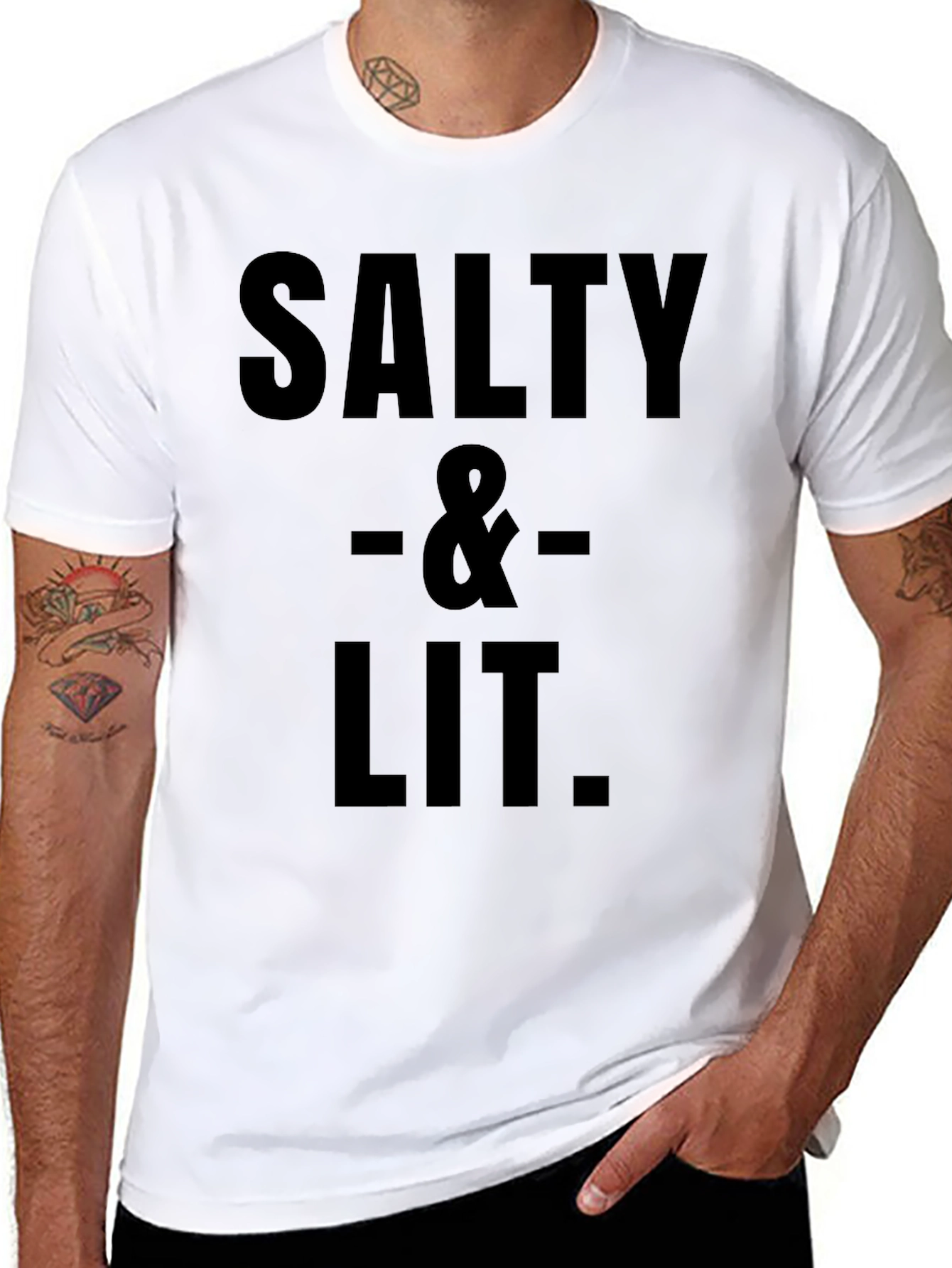 Salty & Lit Graphic Tee - Black Cotton Blend