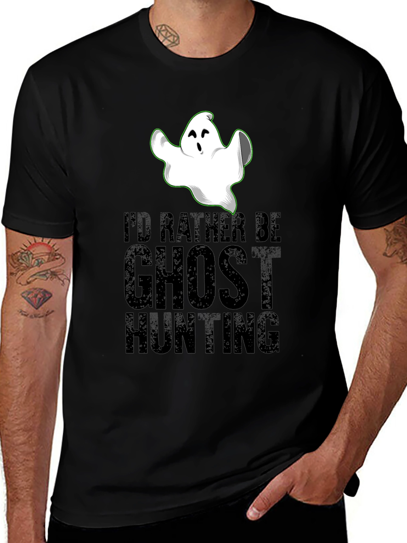 Ghost Hunting Graphic Tee - Halloween Novelty Shirt