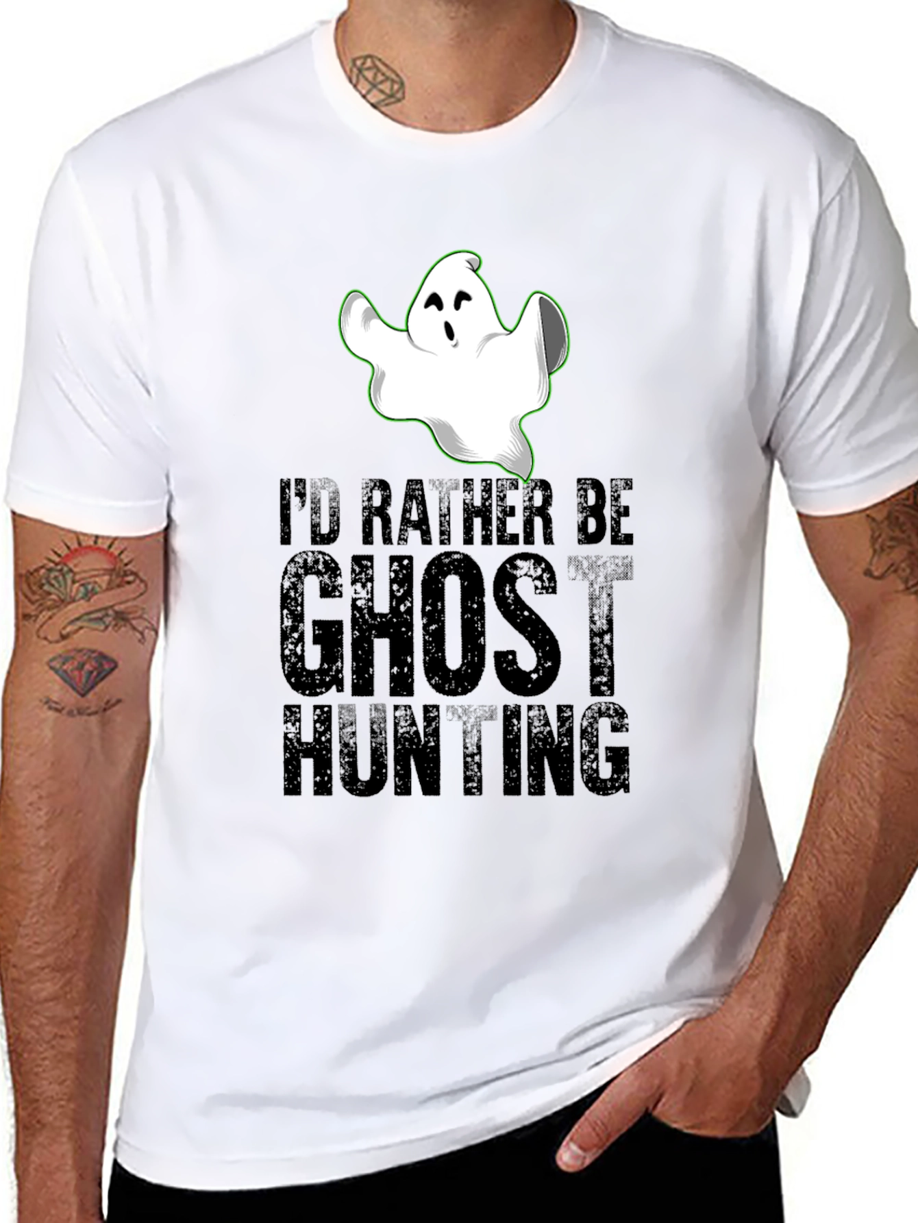 Ghost Hunting Graphic Tee - Halloween Novelty Shirt