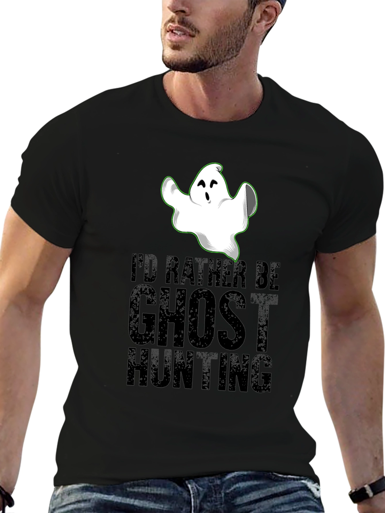 Ghost Hunting Graphic Tee - Halloween Novelty Shirt