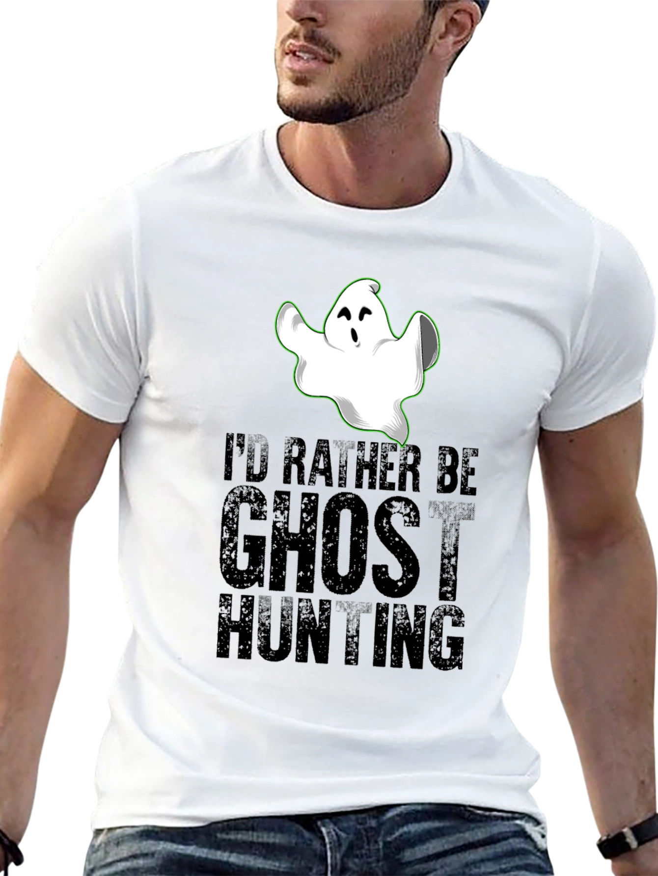 Ghost Hunting Graphic Tee - Halloween Novelty Shirt