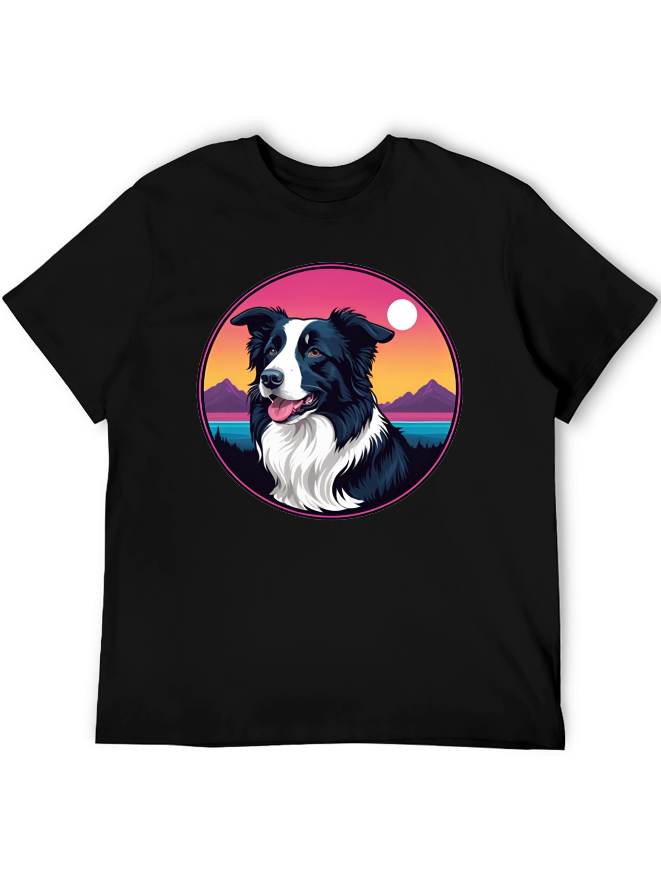 Border Collie Sunset Graphic Tee