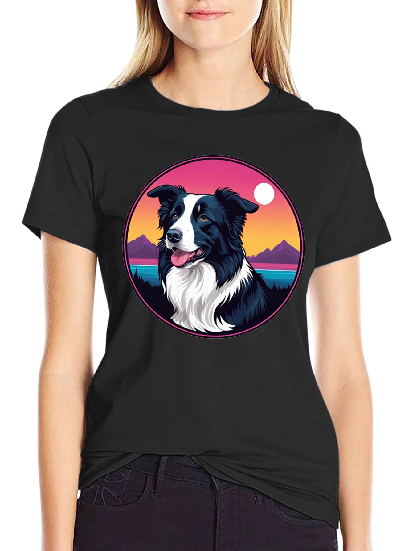 Border Collie Sunset Graphic Tee