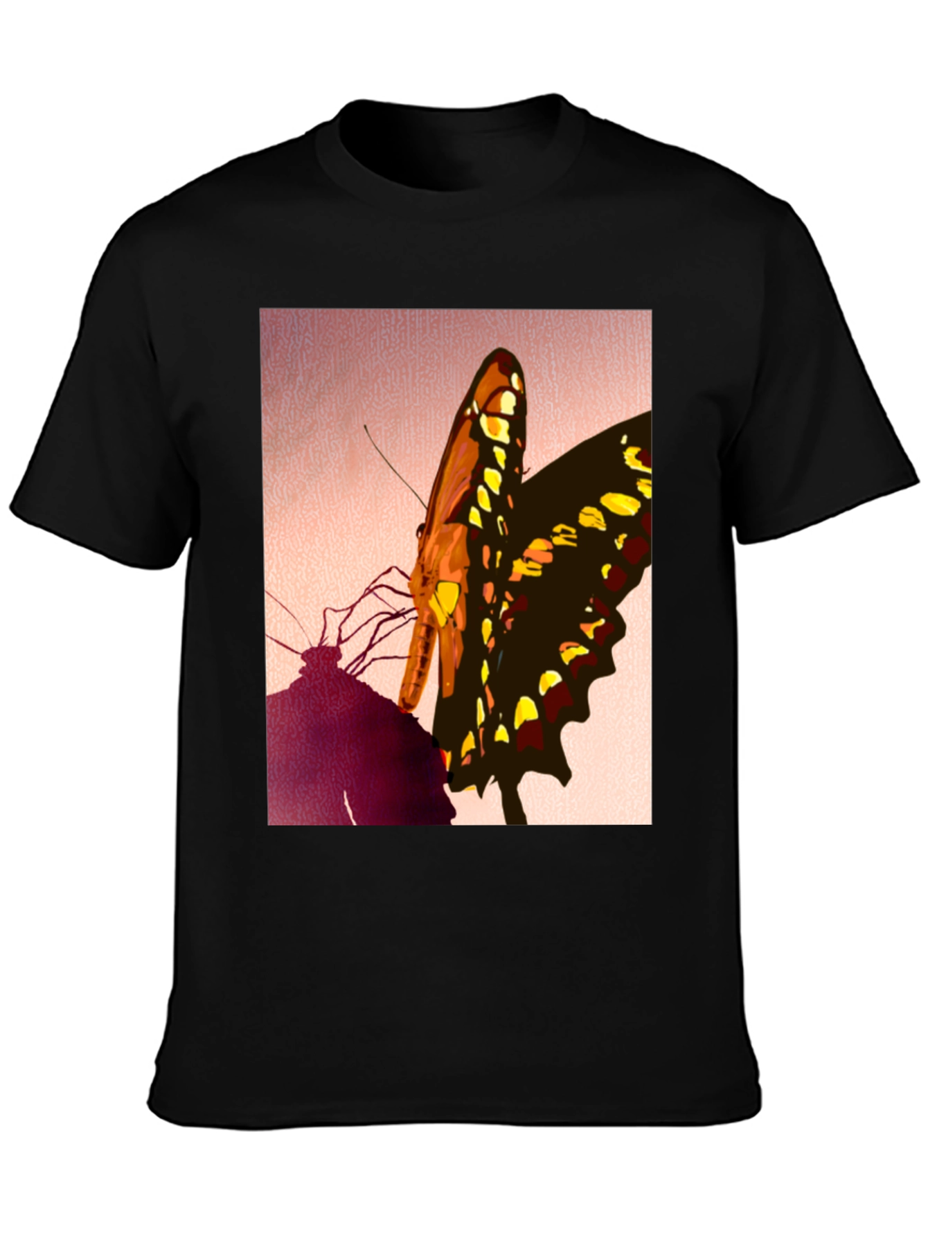 Butterfly Graphic Tee - Stylish Mens Black T-Shirt
