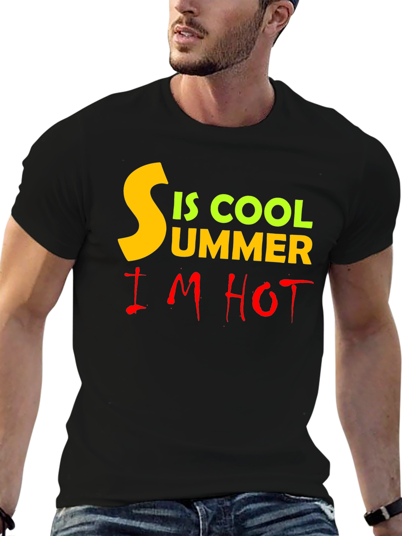 Summer Cool & Hot Graphic T-Shirt - Black