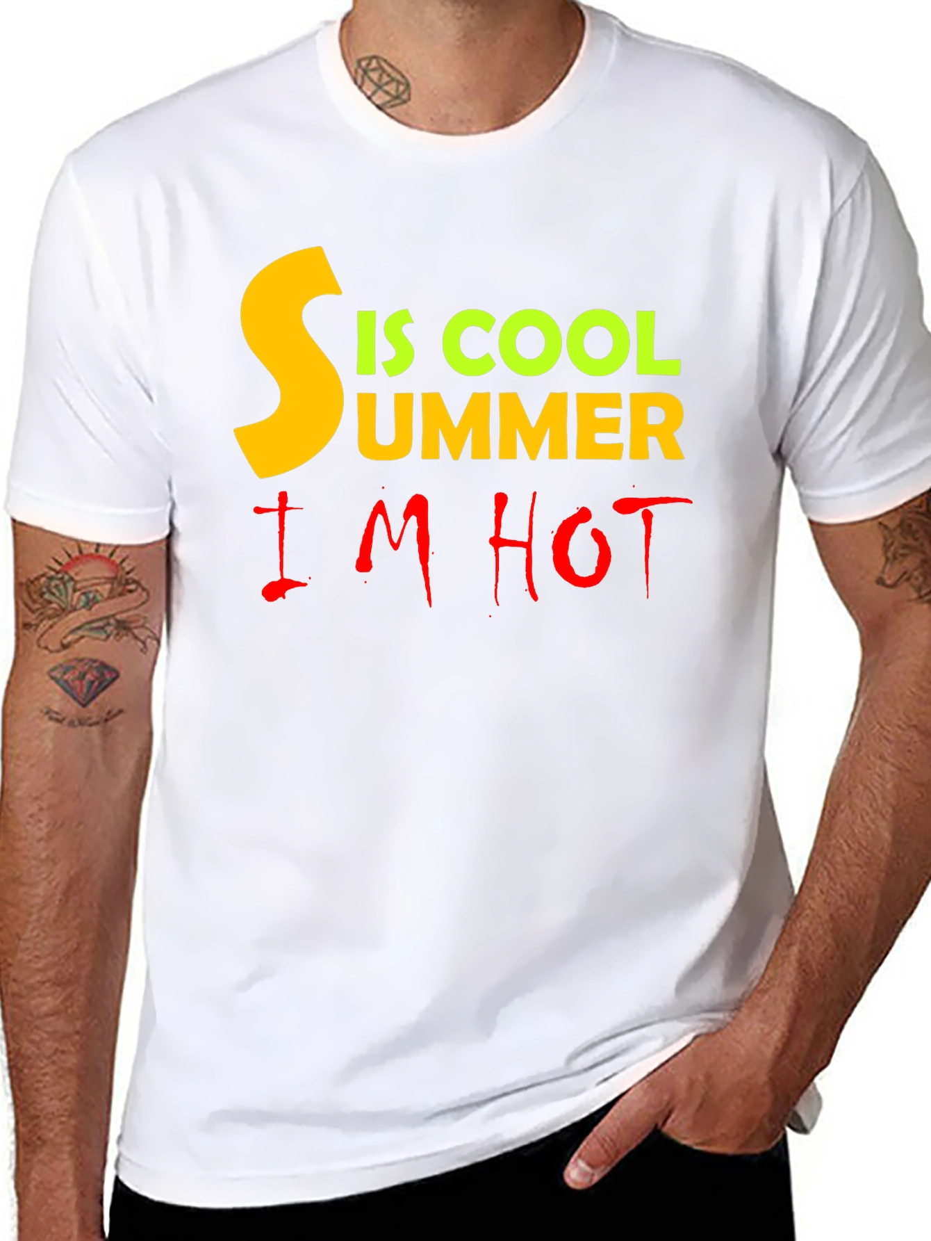 Summer Cool & Hot Graphic T-Shirt - Black