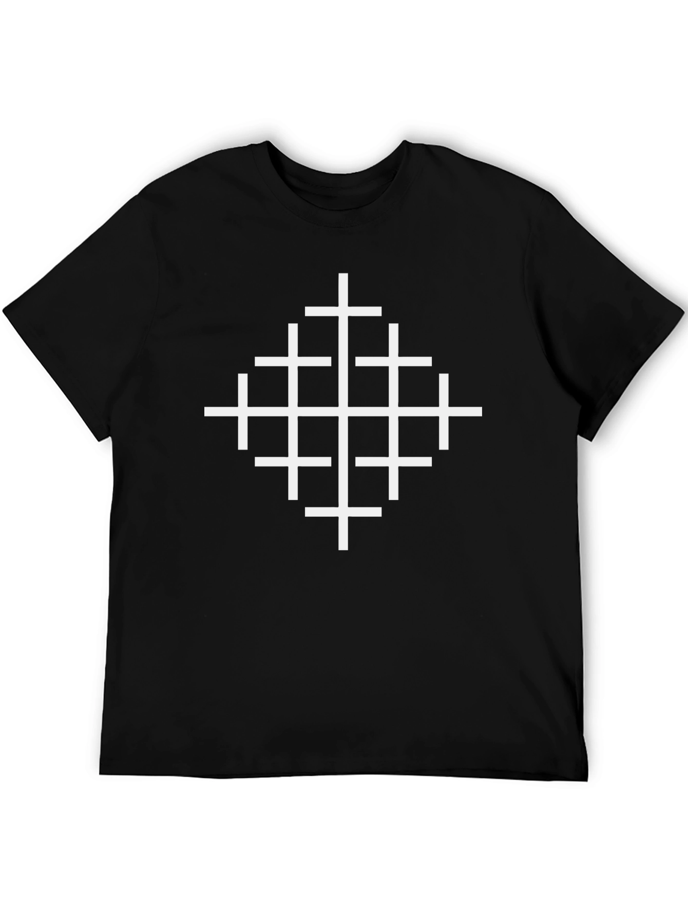 Geometric Cross Design Black T-Shirt