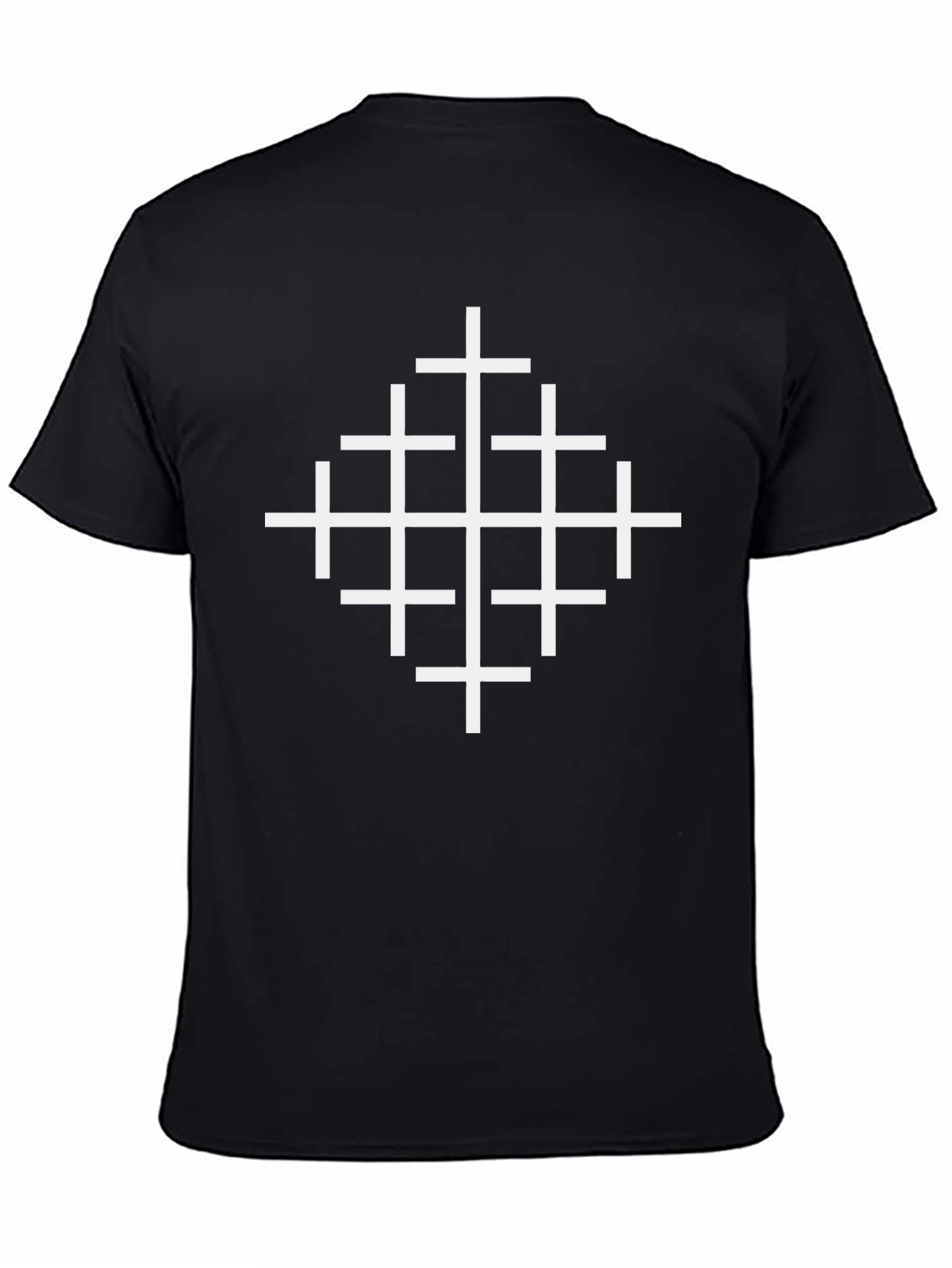Geometric Cross Design Black T-Shirt