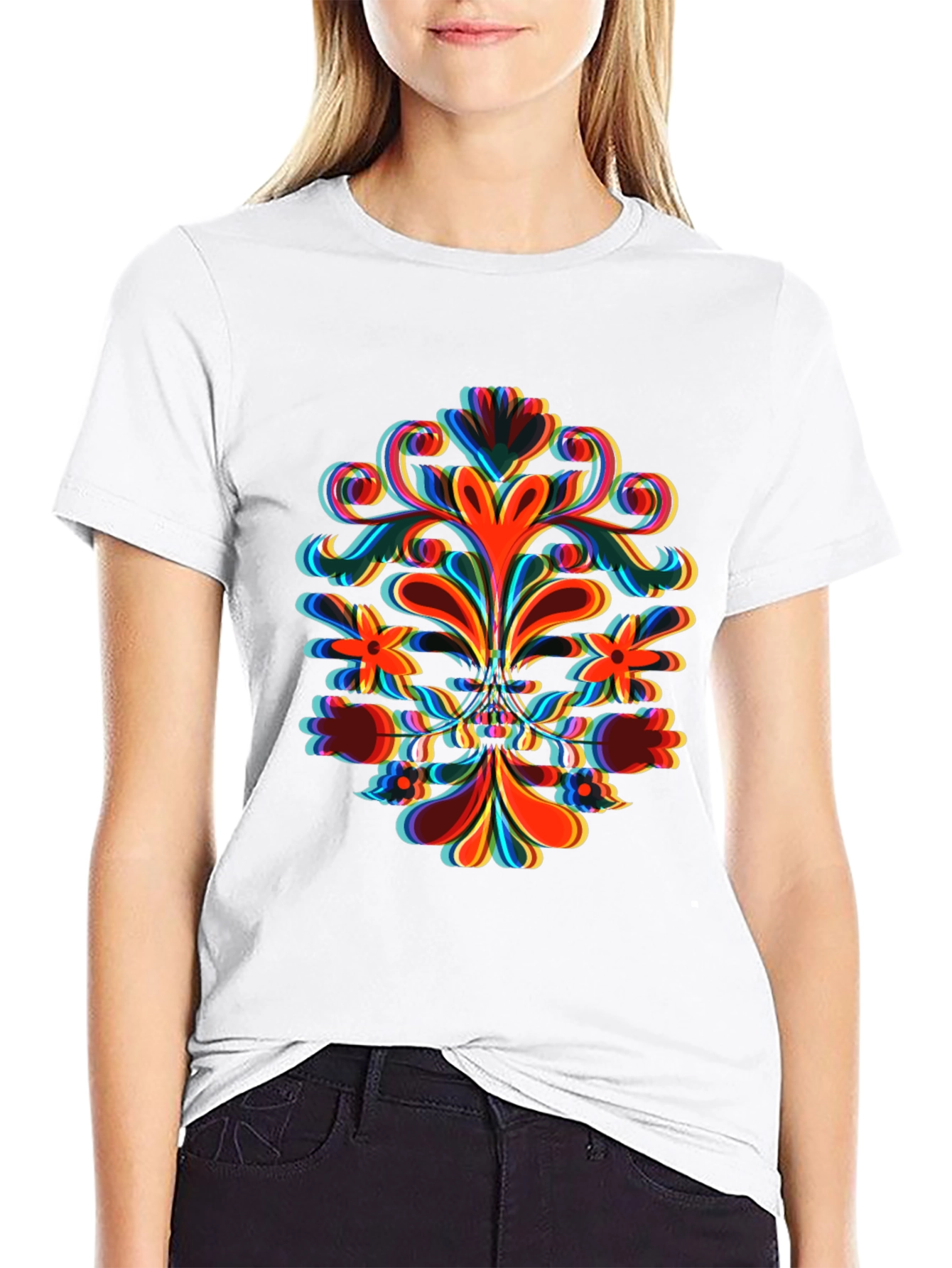 Psychedelic Floral Graphic Print Tee