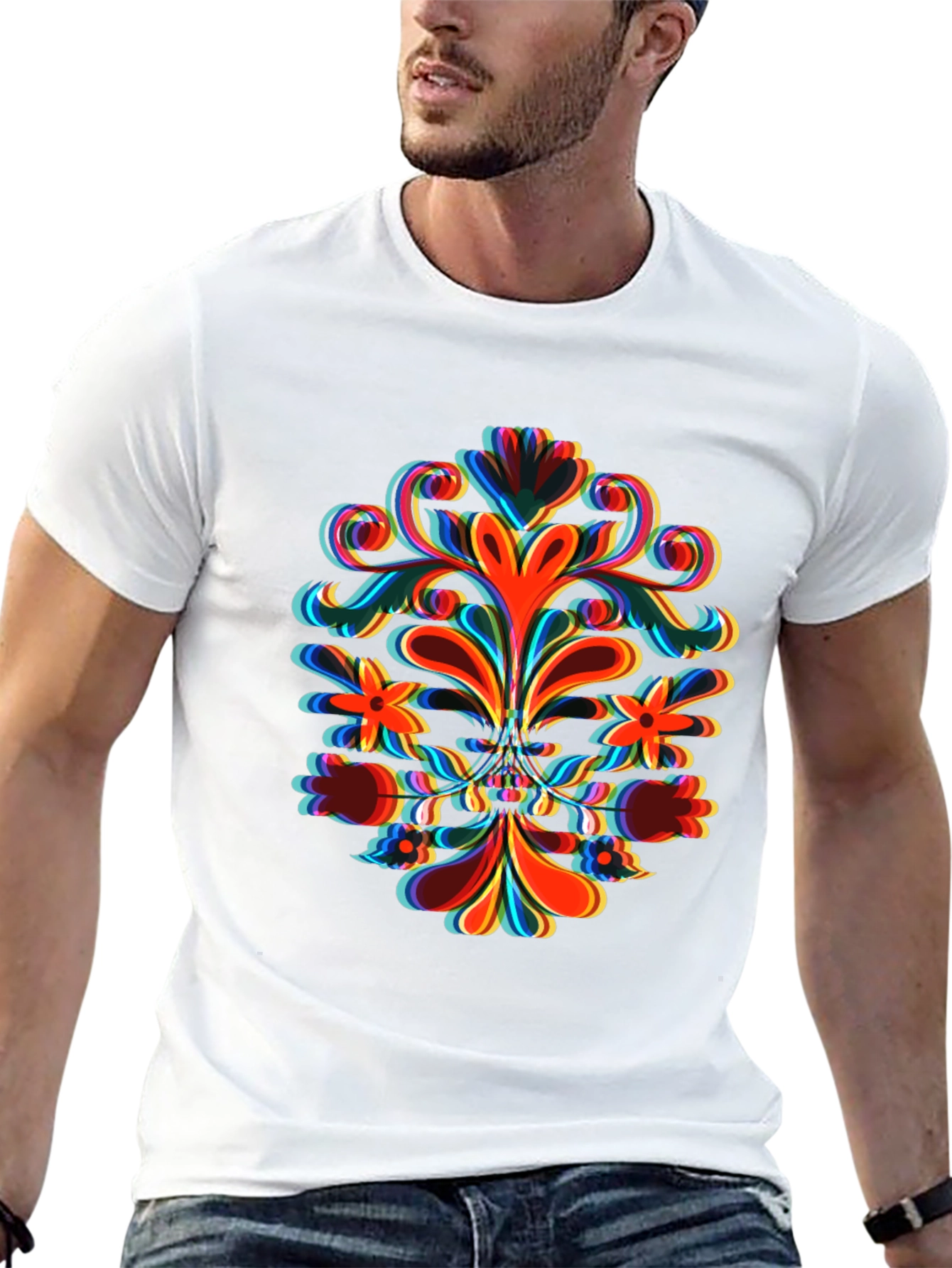 Psychedelic Floral Graphic Print Tee