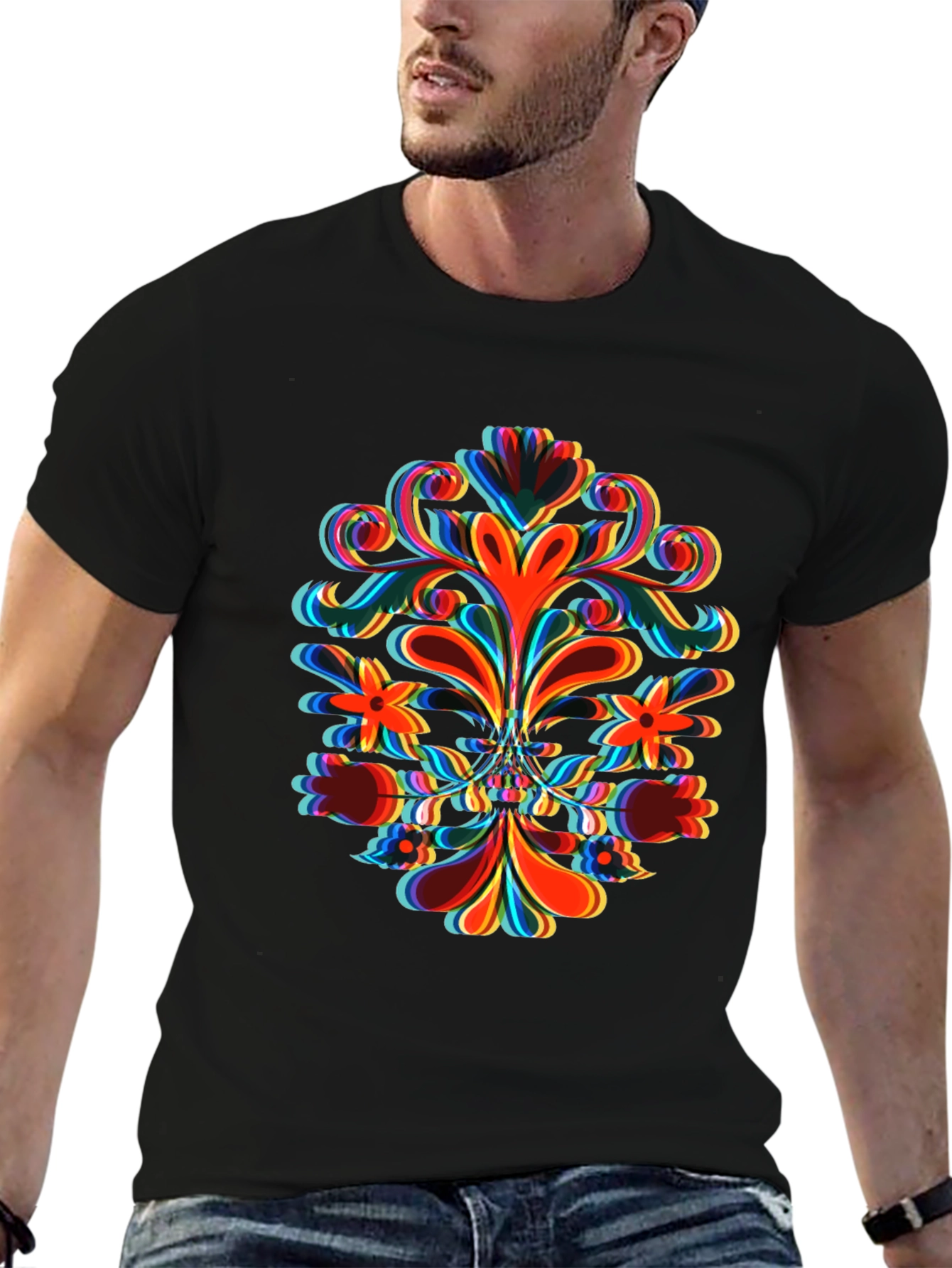 Psychedelic Floral Graphic Print Tee