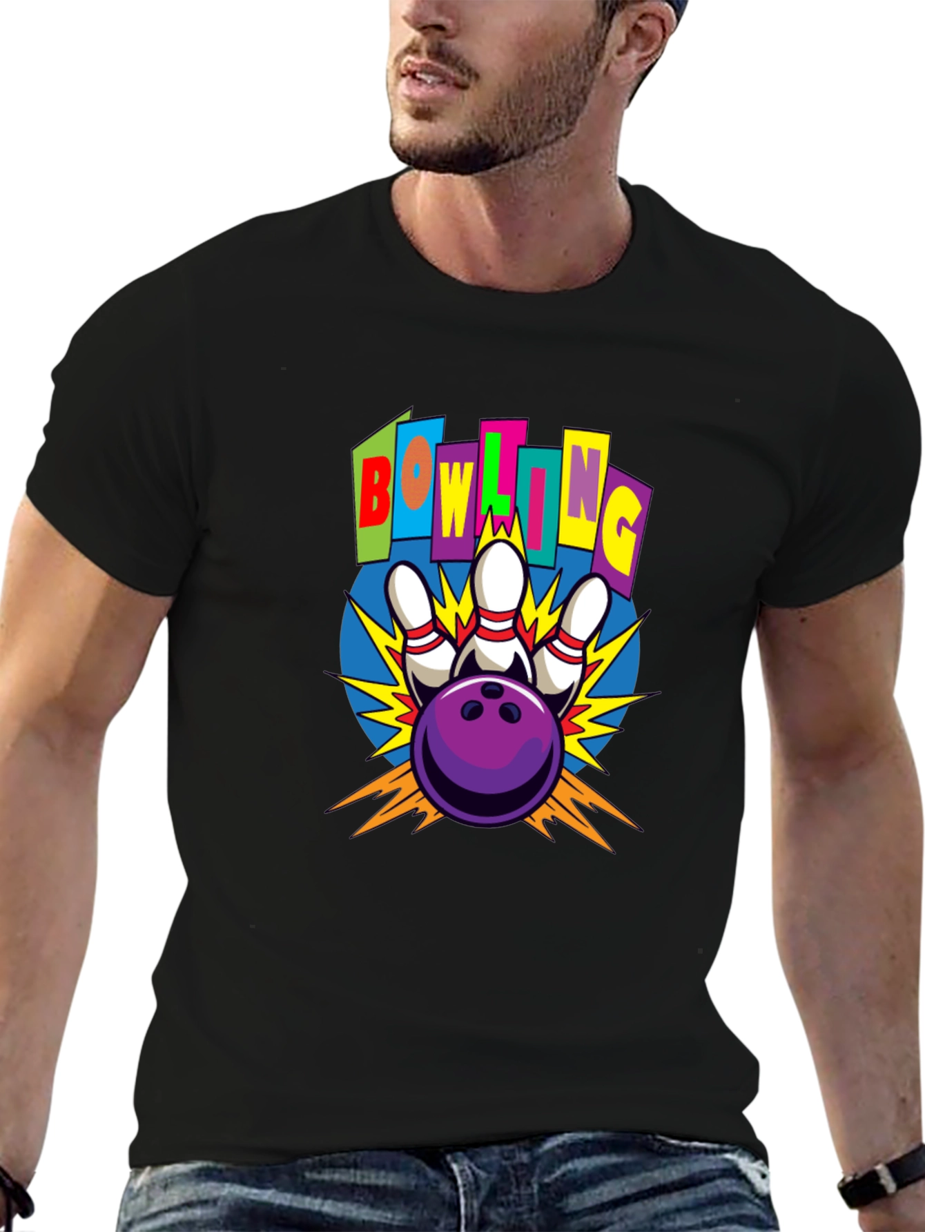 Bowling Strike Graphic Tee - Unisex Black T-Shirt