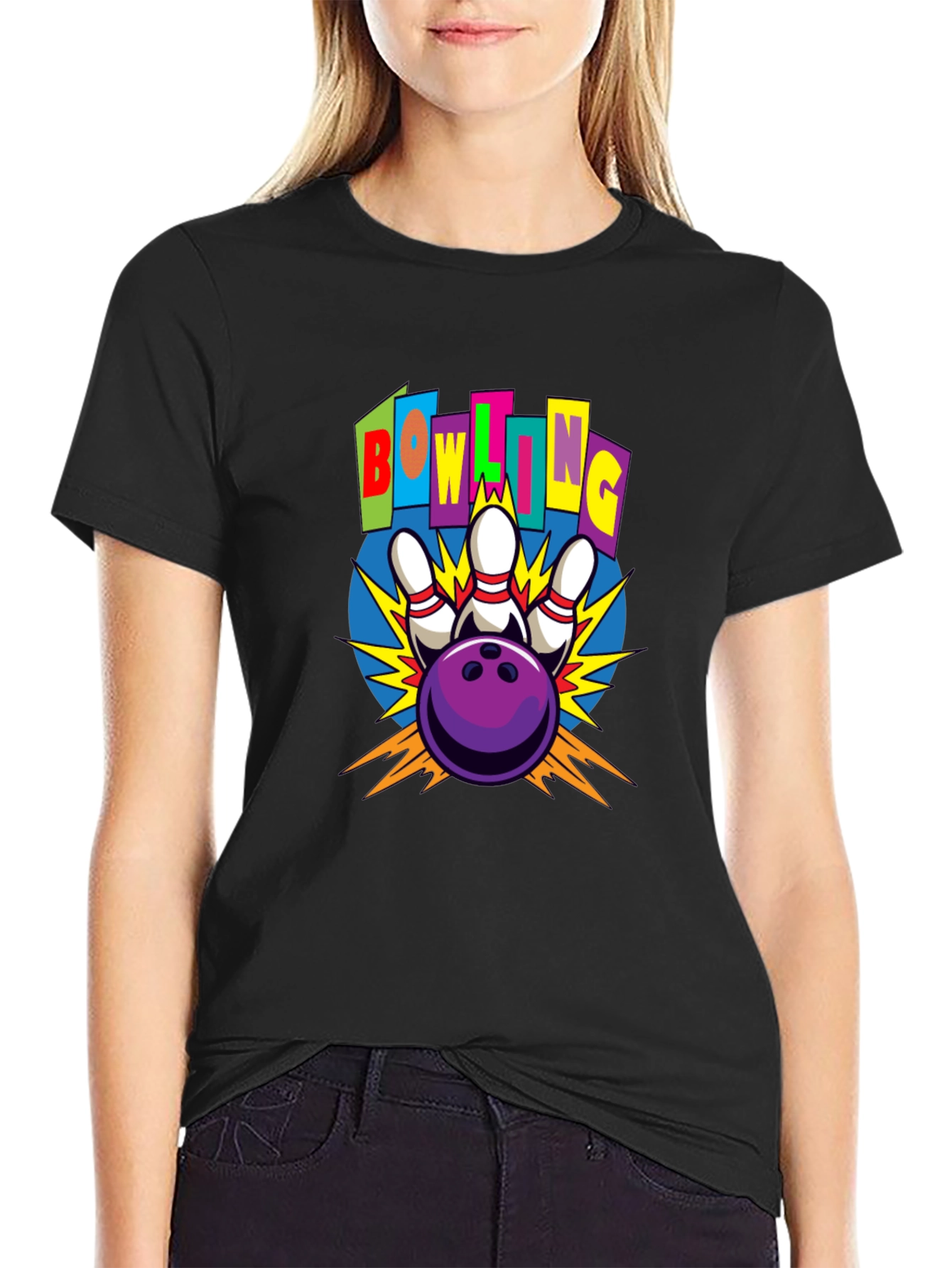 Bowling Strike Graphic Tee - Unisex Black T-Shirt