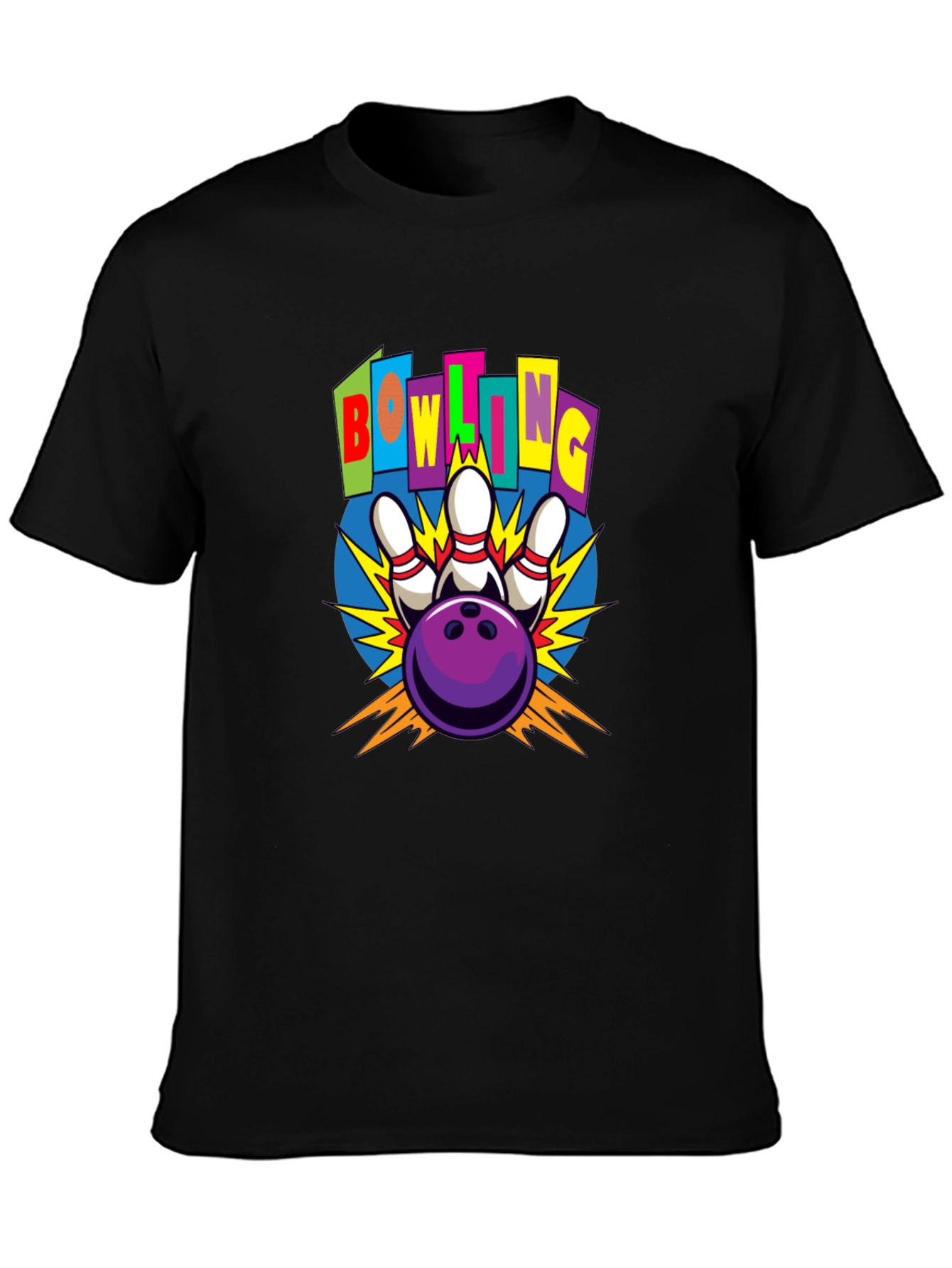 Bowling Strike Graphic Tee - Unisex Black T-Shirt