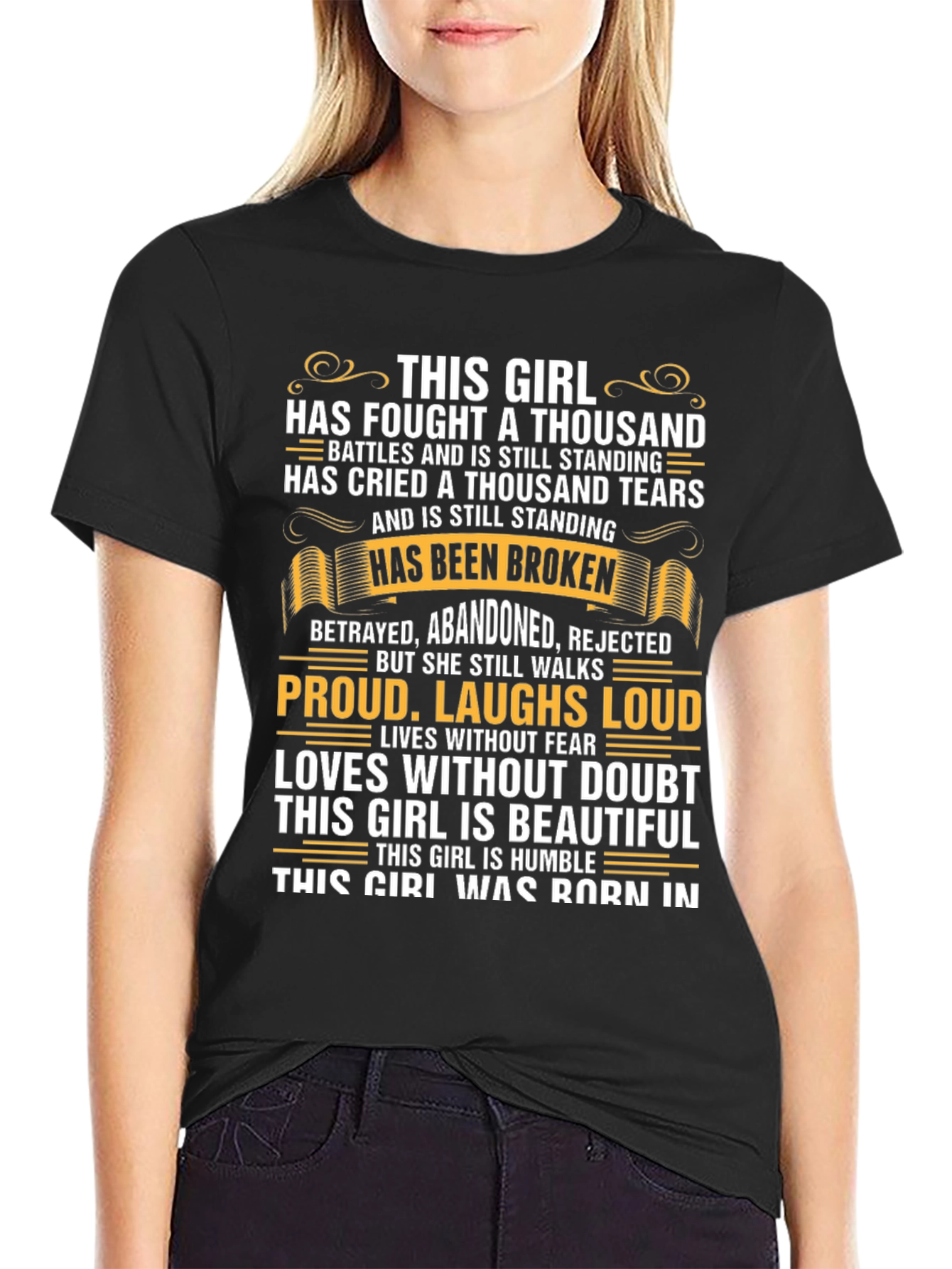 Fought A Thousand Battles Girls Black T-Shirt