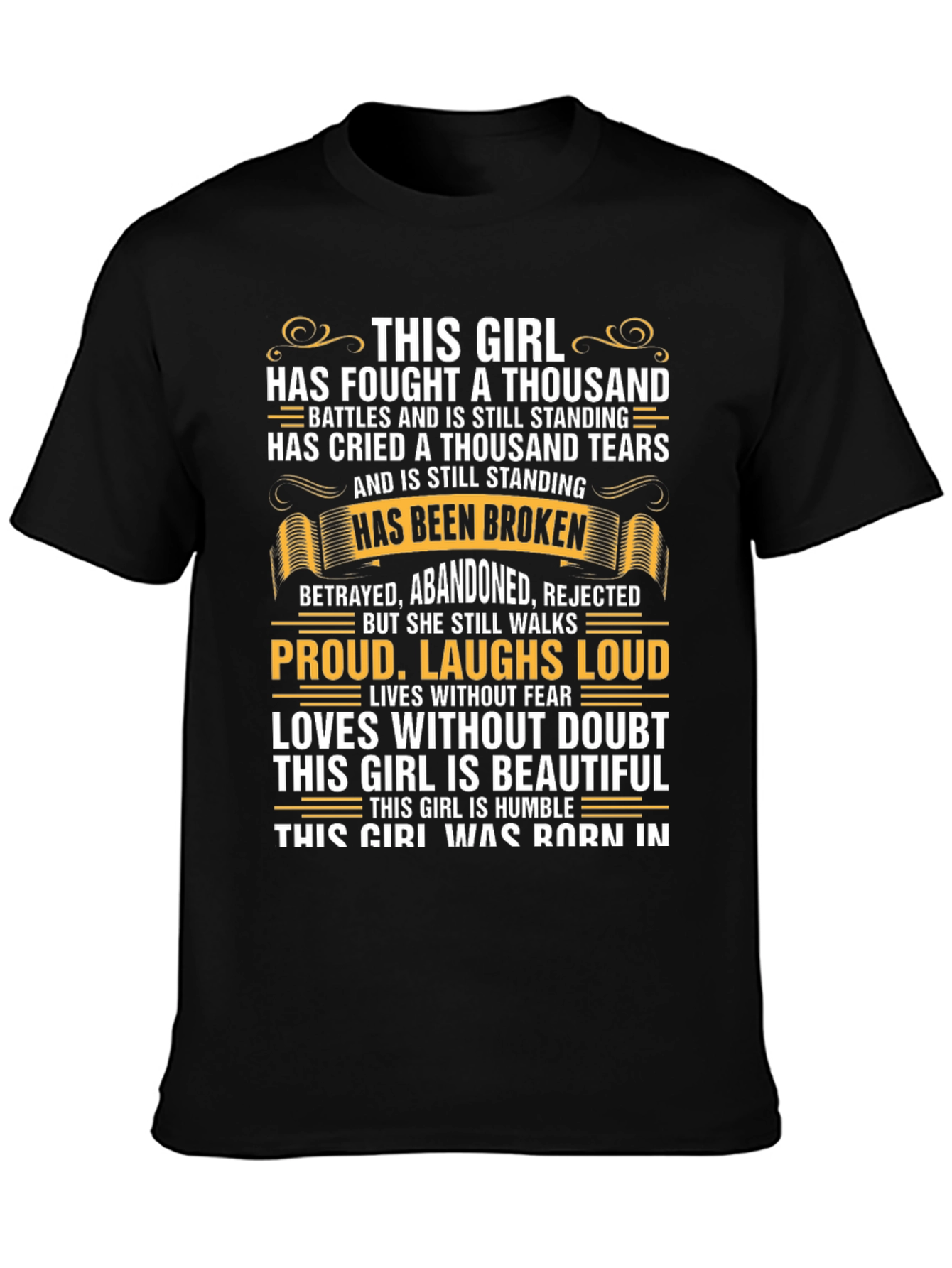 Fought A Thousand Battles Girls Black T-Shirt