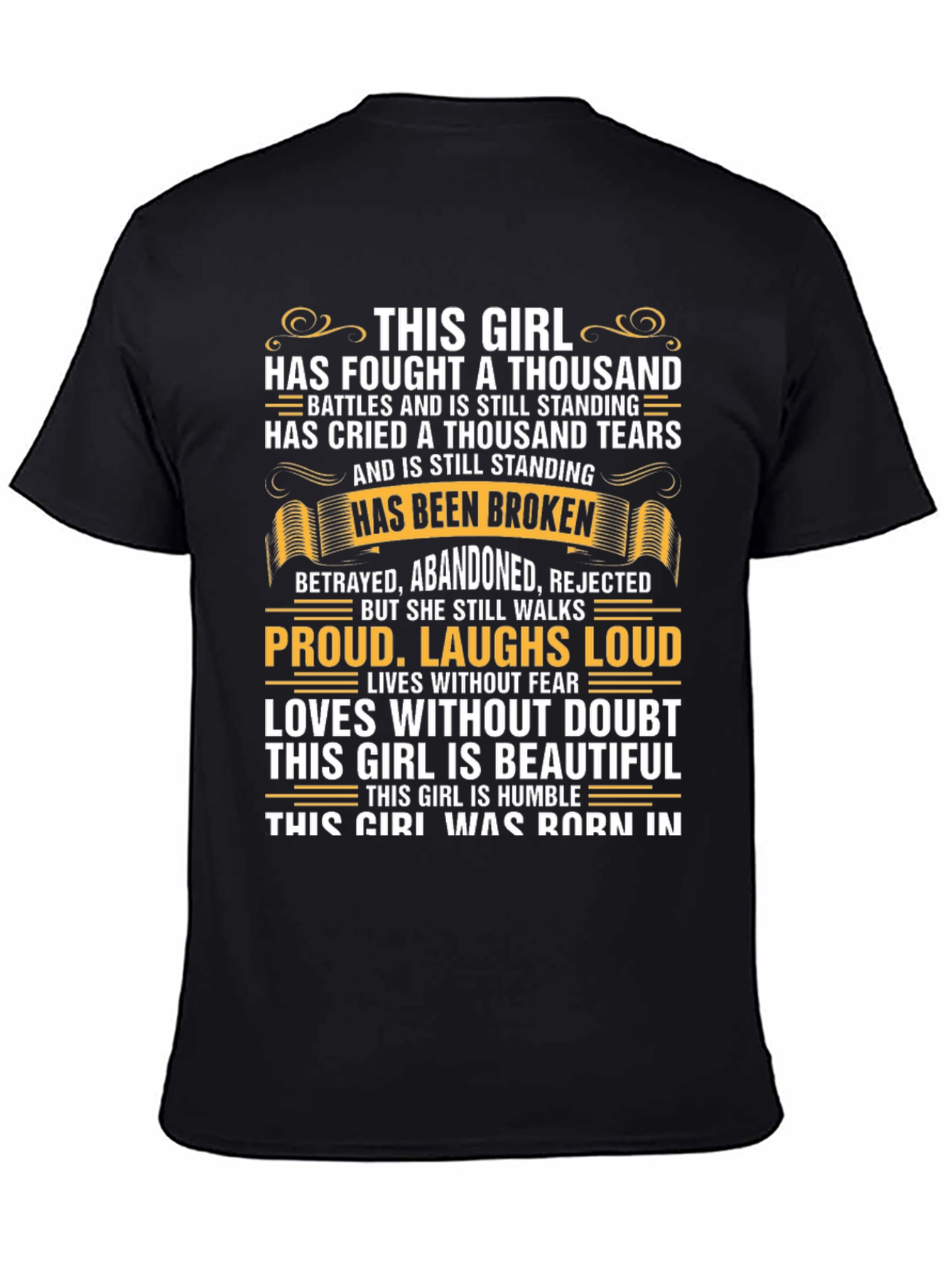 Fought A Thousand Battles Girls Black T-Shirt