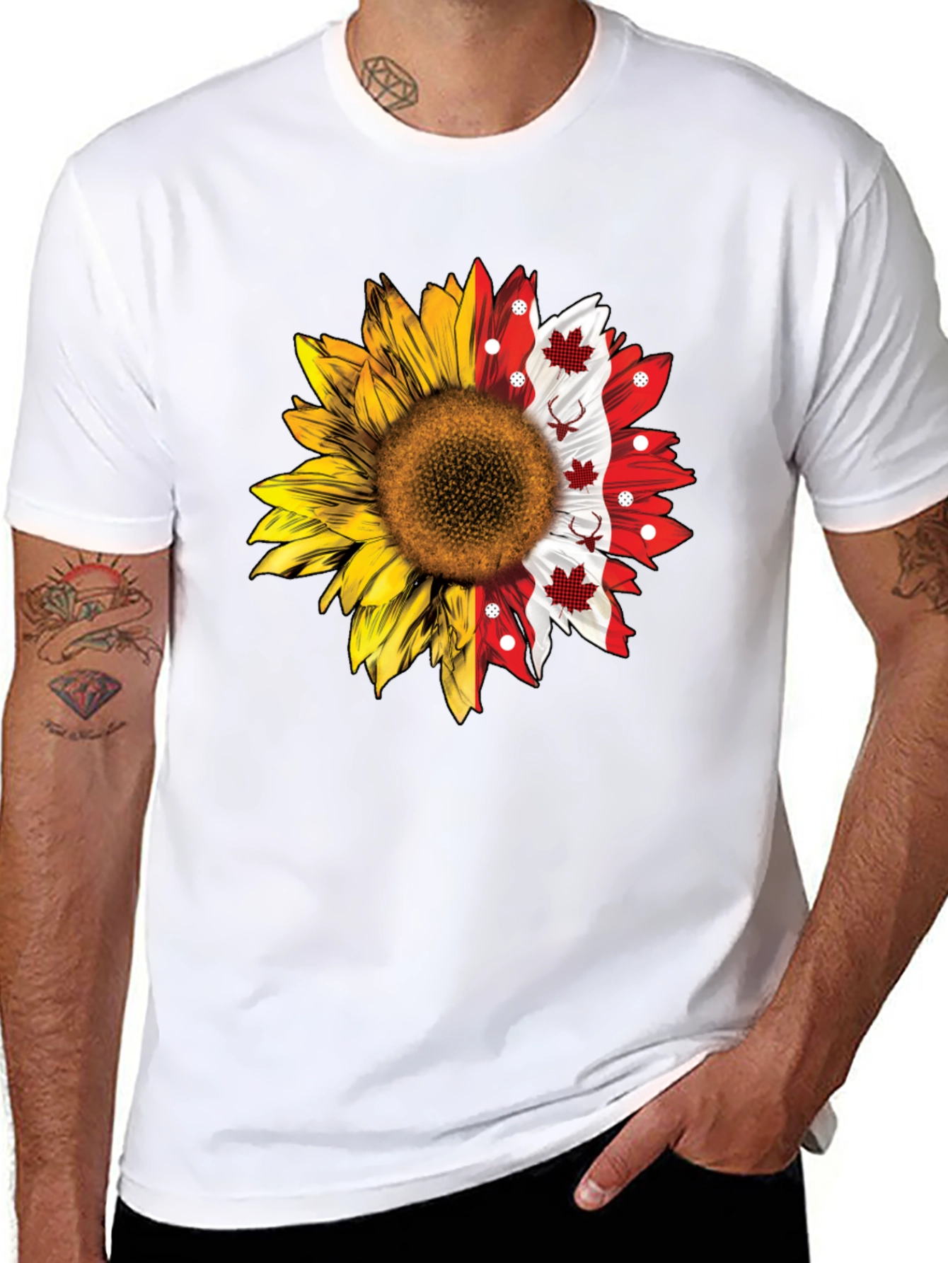 Sunflower Canadian Flag T-Shirt