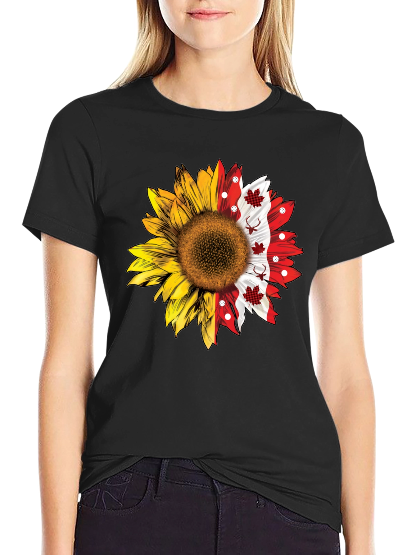 Sunflower Canadian Flag T-Shirt
