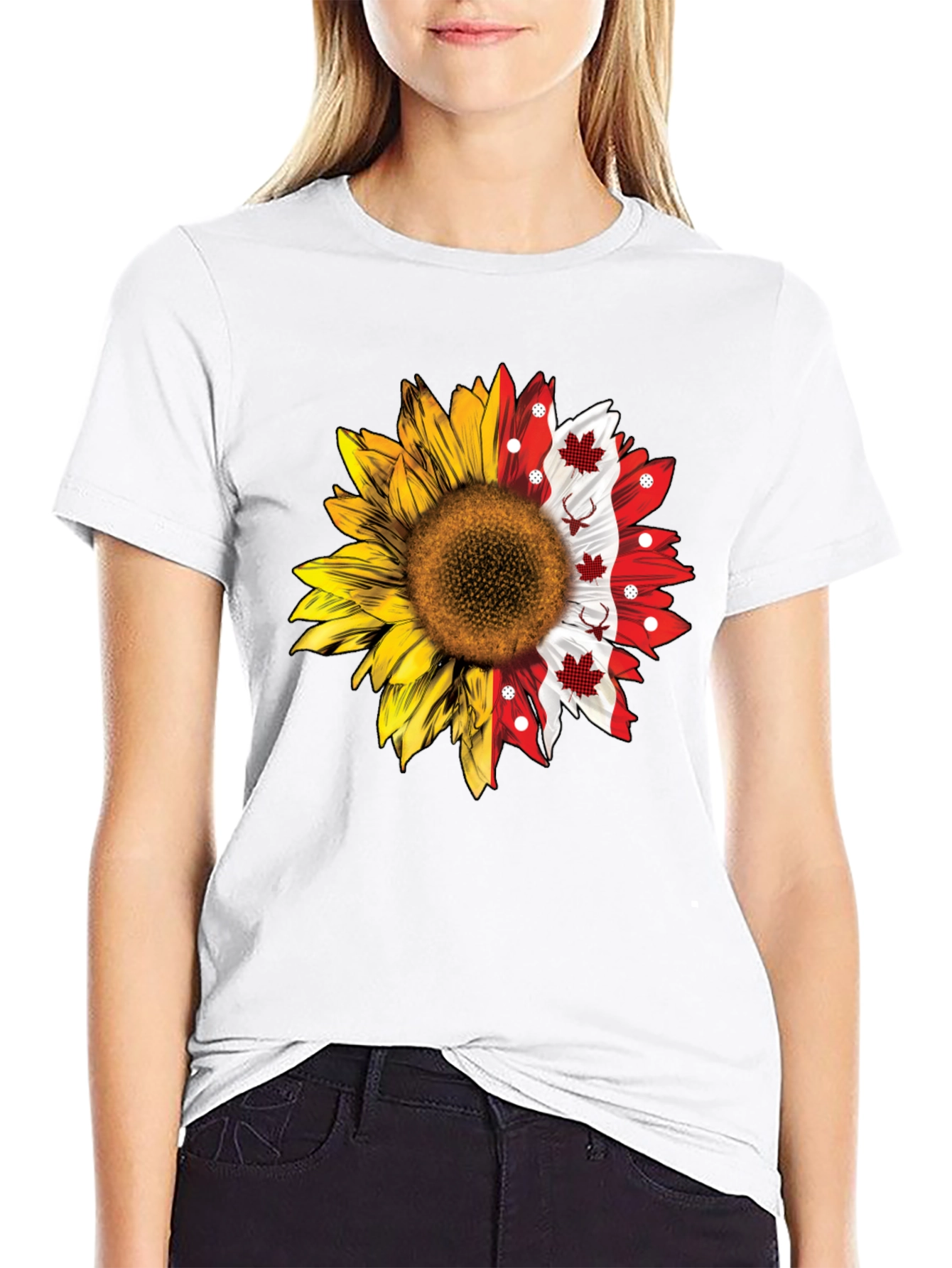 Sunflower Canadian Flag T-Shirt