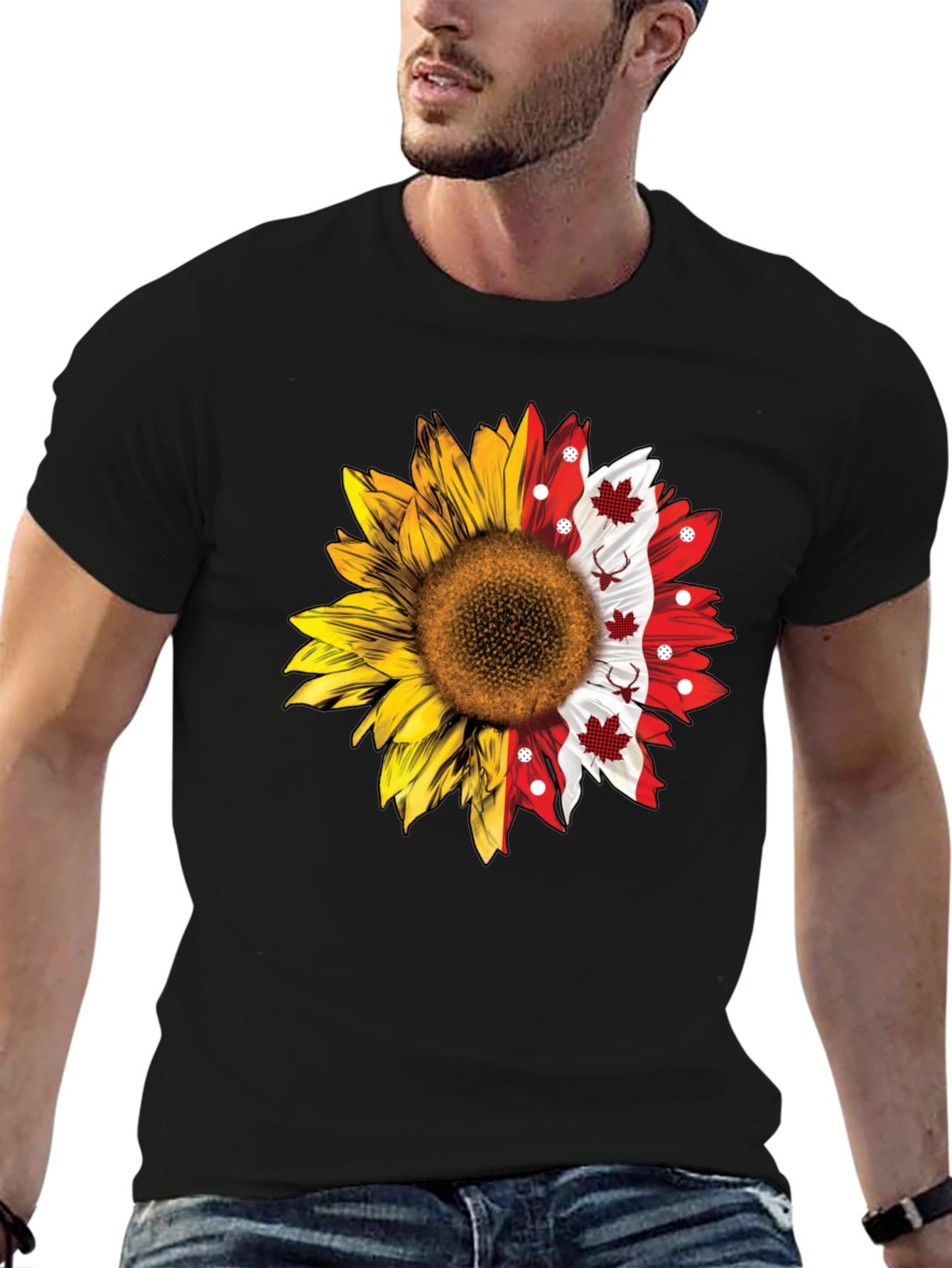 Sunflower Canadian Flag T-Shirt