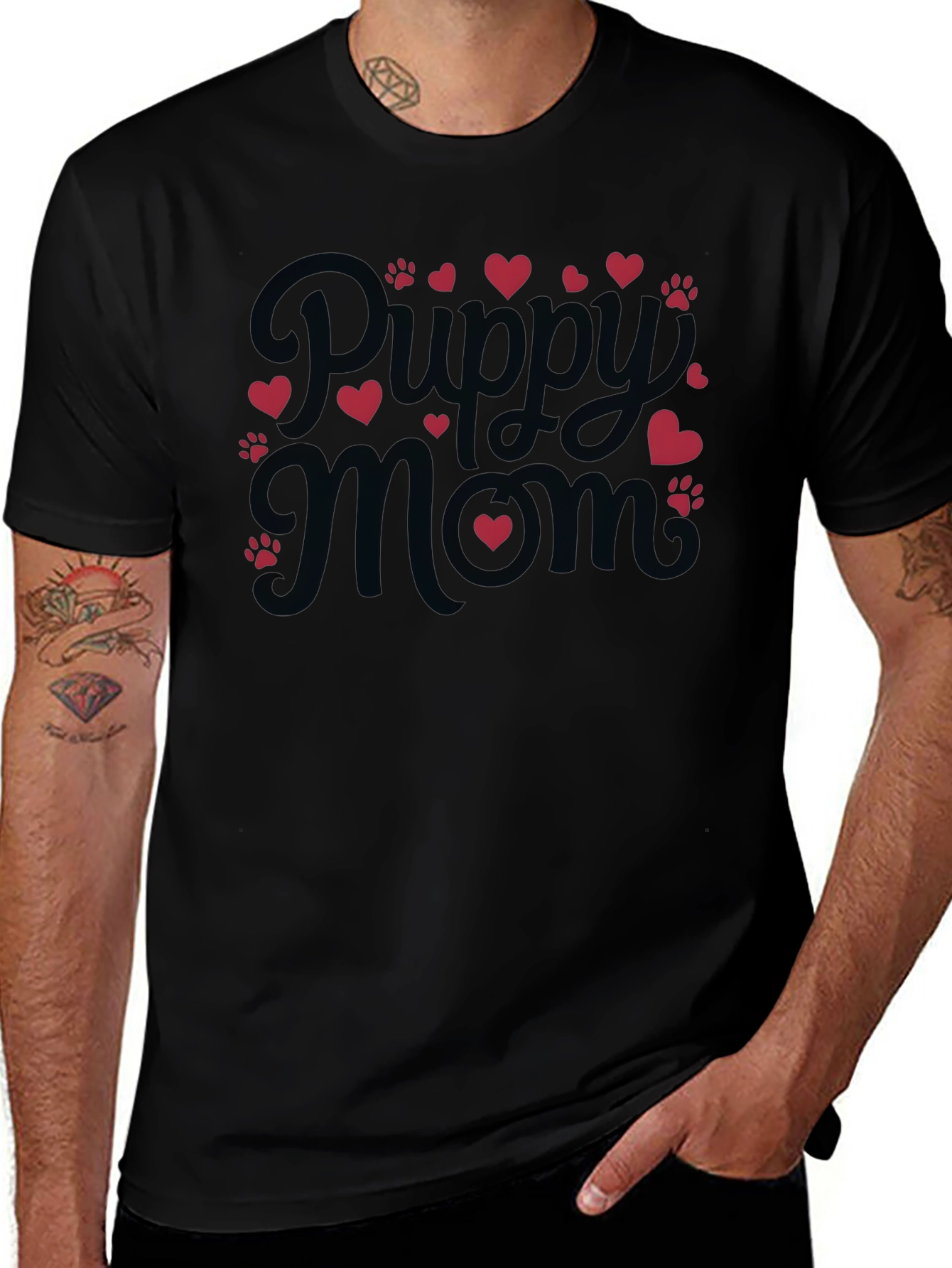 Puppy Mom Black T-Shirt
