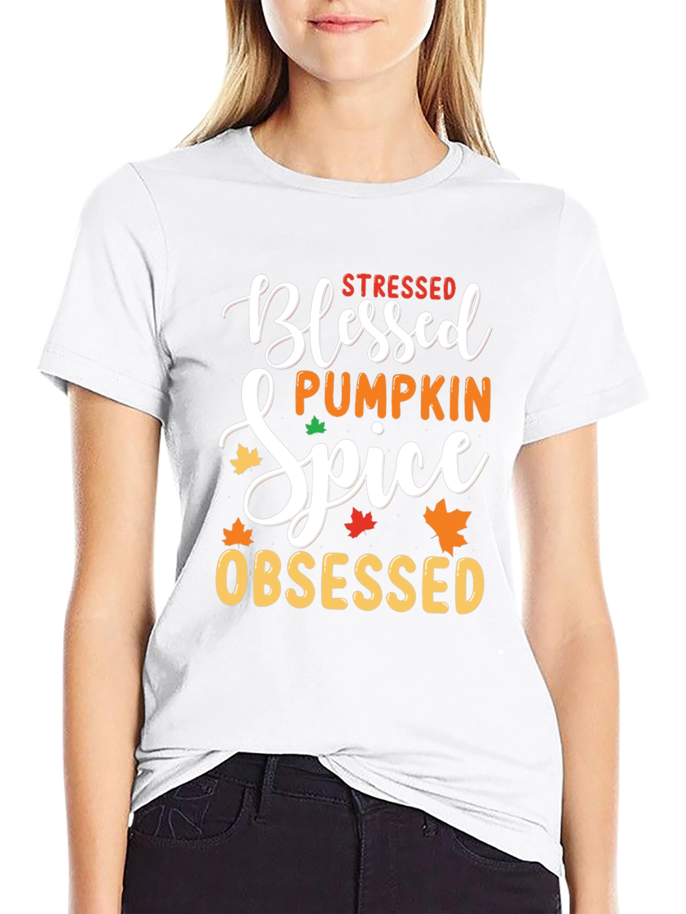Stressed Blessed Pumpkin Spice Obsessed Black T-Shirt