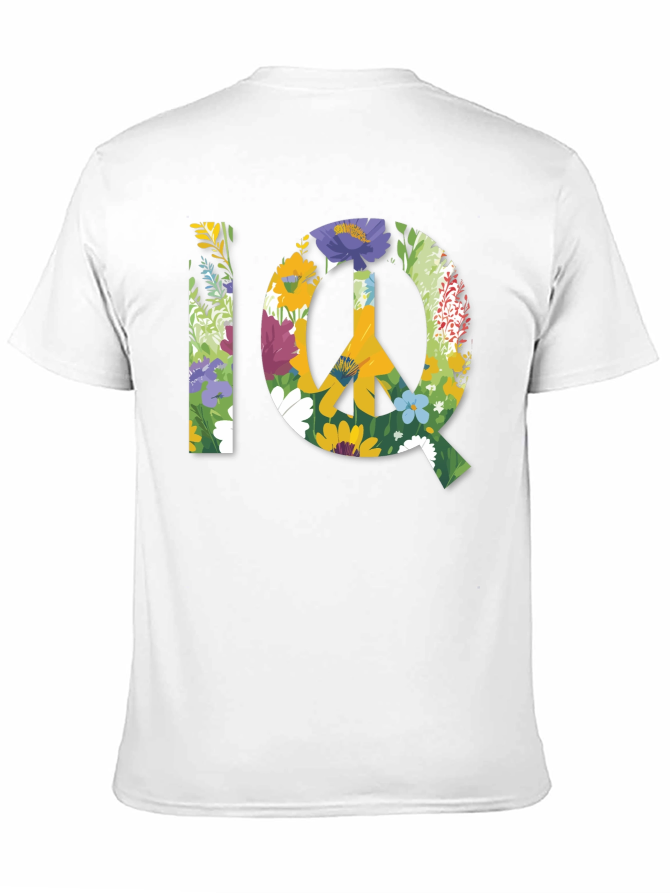 Floral IQ Peace Sign Graphic T-Shirt