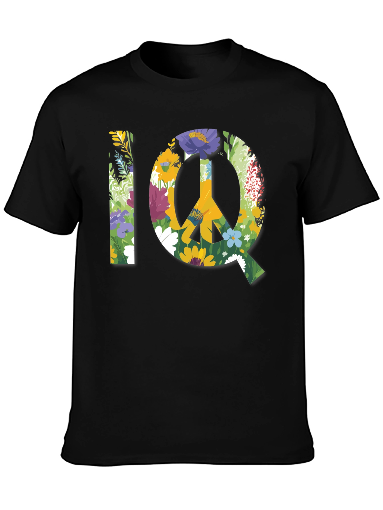 Floral IQ Peace Sign Graphic T-Shirt
