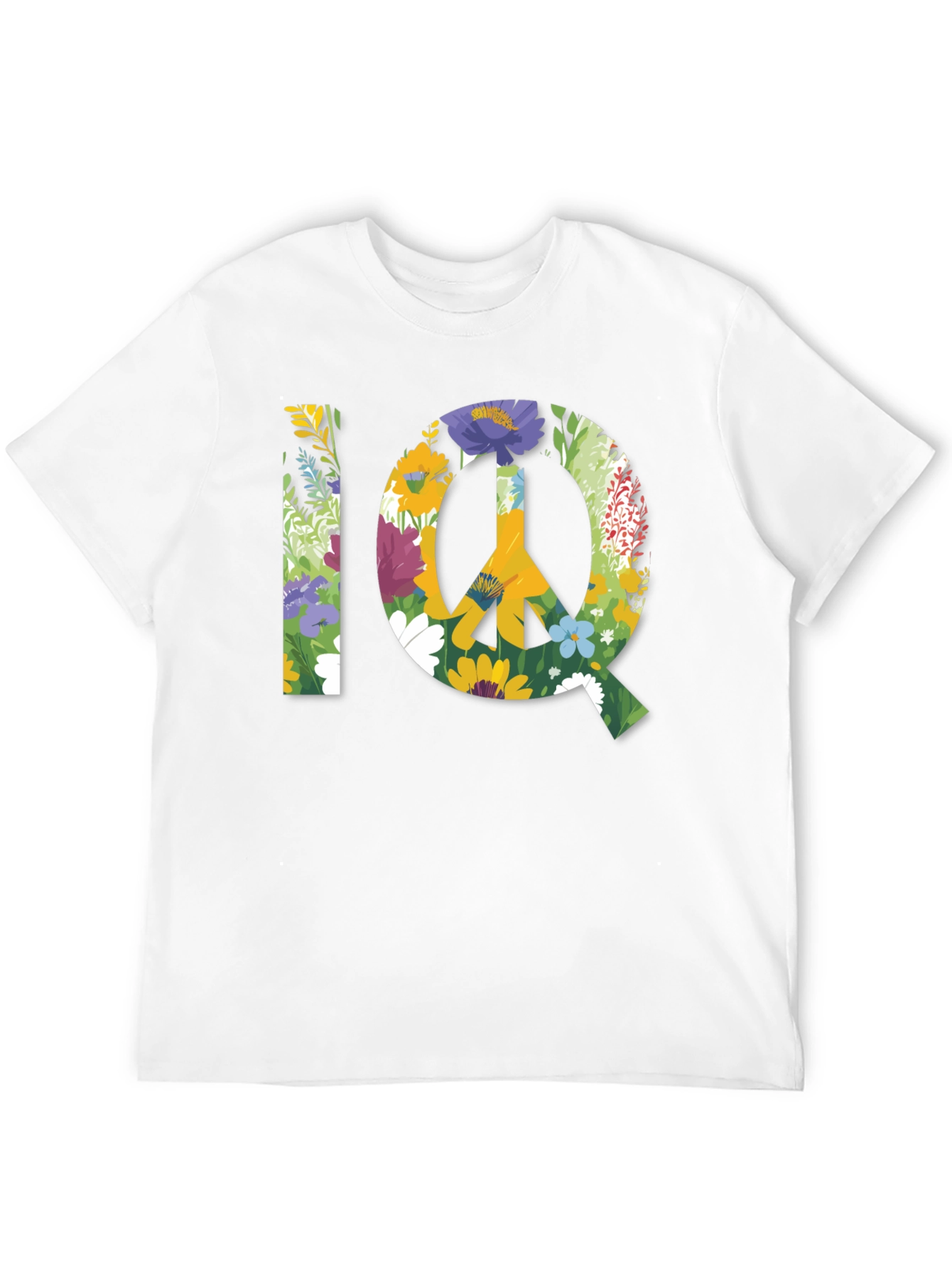 Floral IQ Peace Sign Graphic T-Shirt