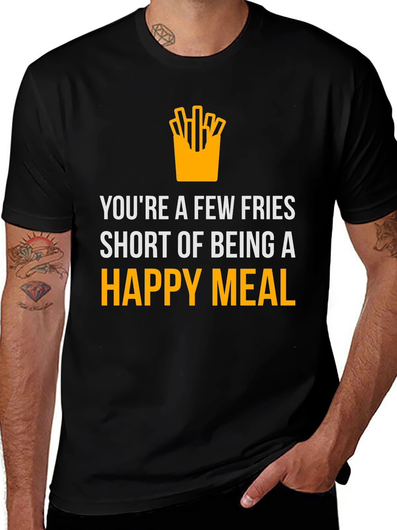 Funny Fries Short of Happy Meal Graphic T-Shirt