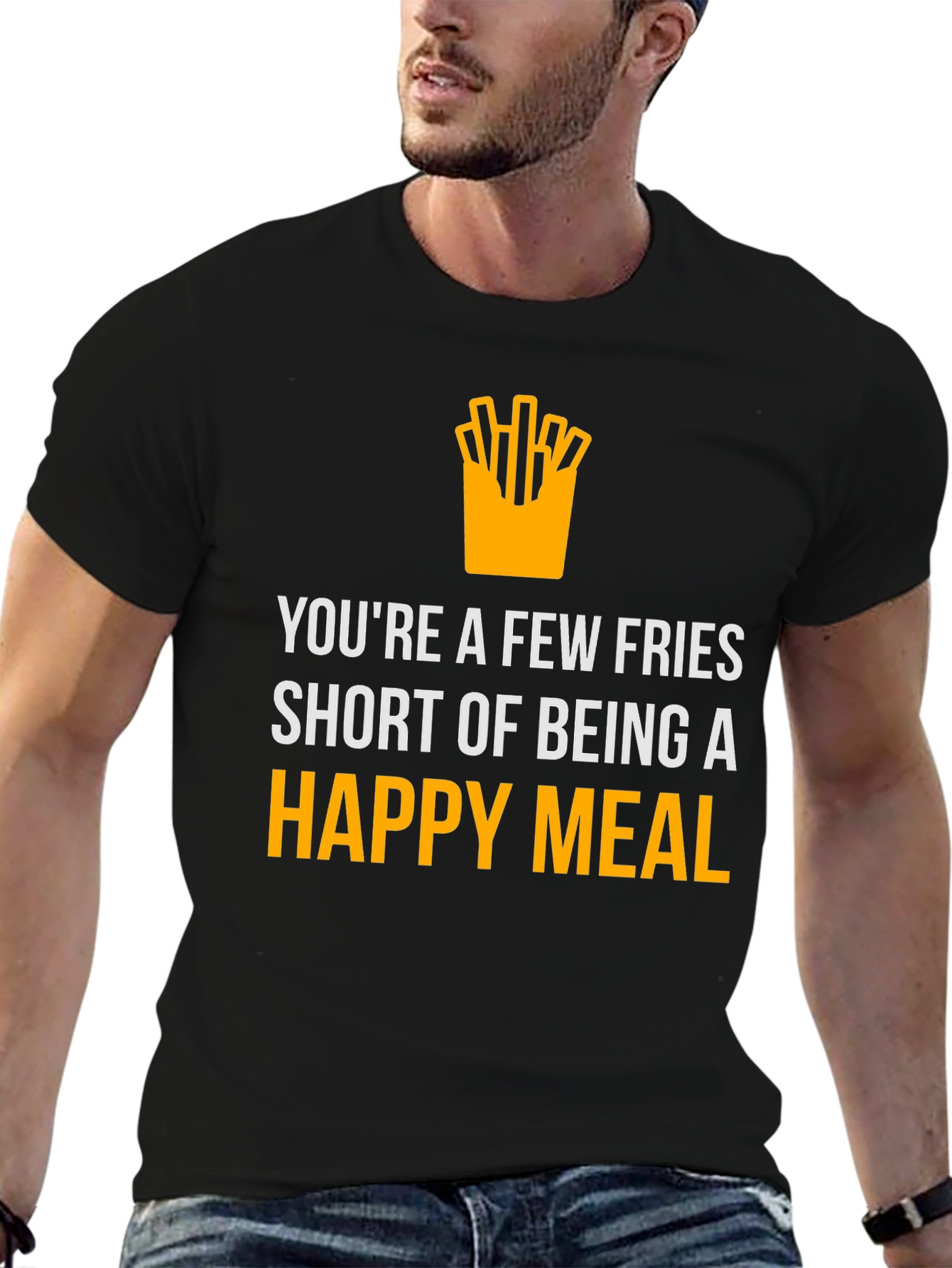 Funny Fries Short of Happy Meal Graphic T-Shirt