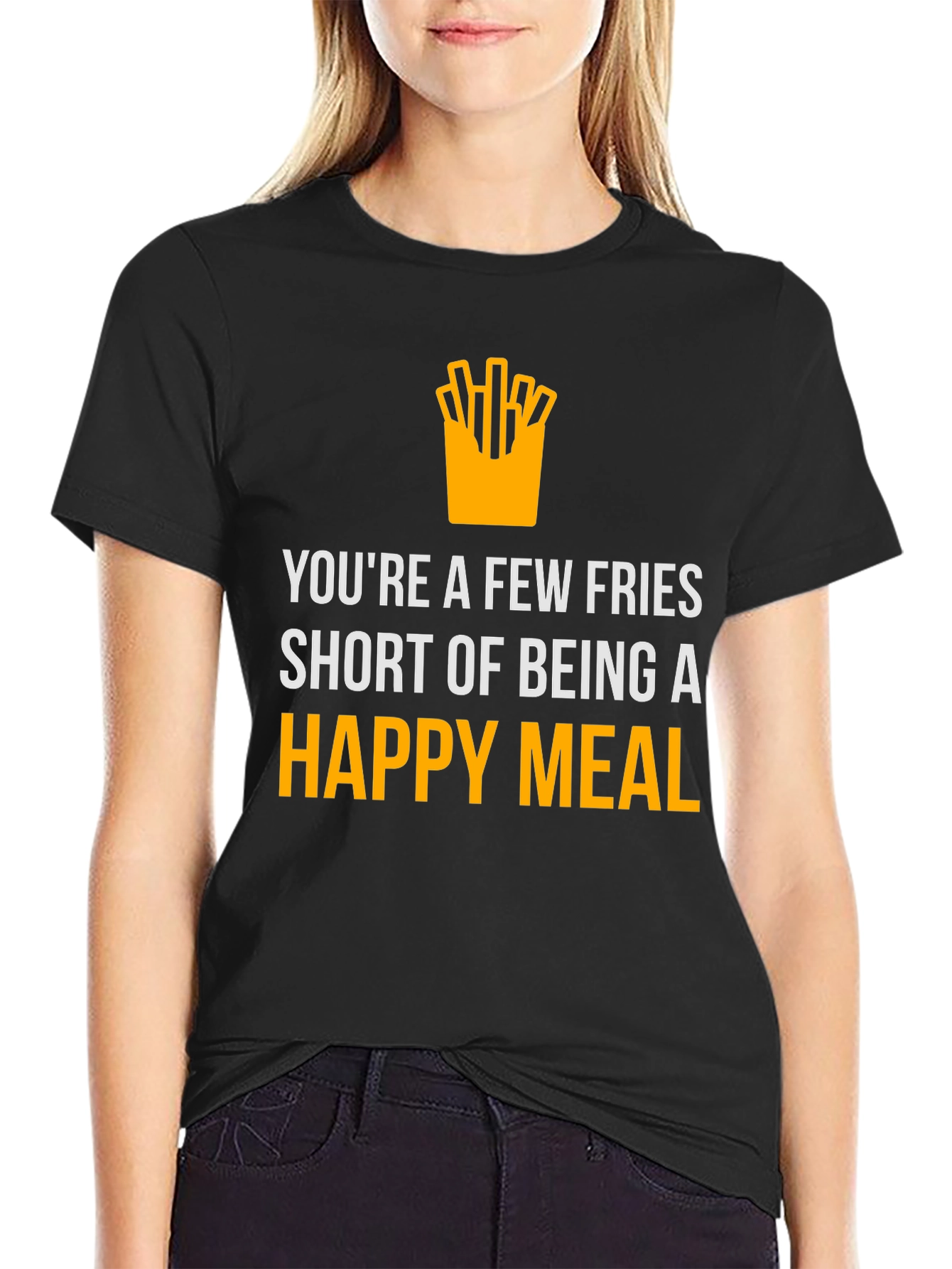 Funny Fries Short of Happy Meal Graphic T-Shirt