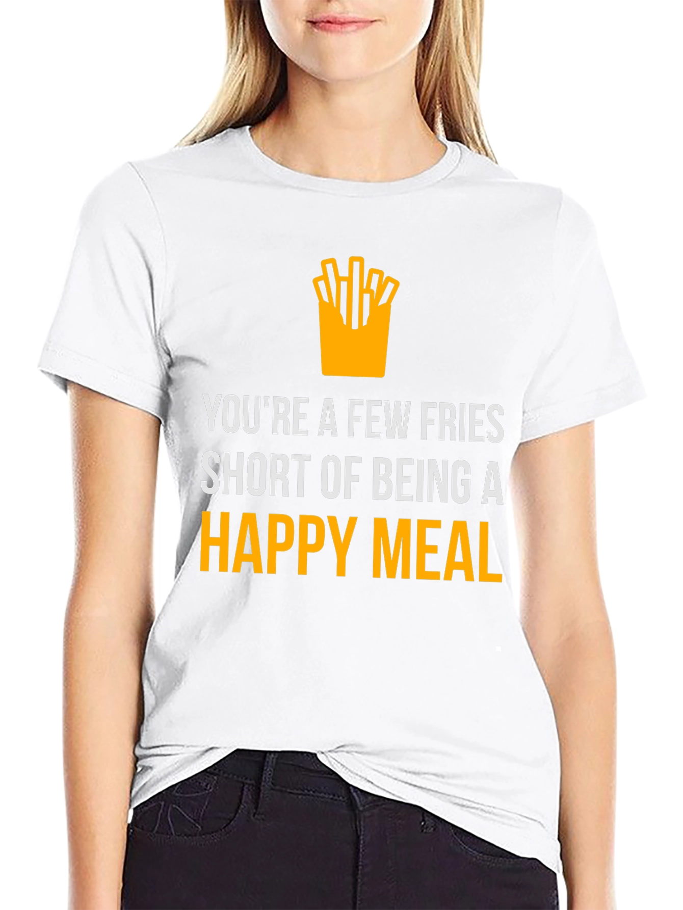 Funny Fries Short of Happy Meal Graphic T-Shirt