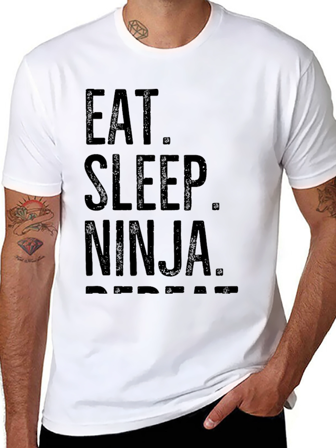 Eat. Sleep. Ninja. Repeat. Black T-Shirt