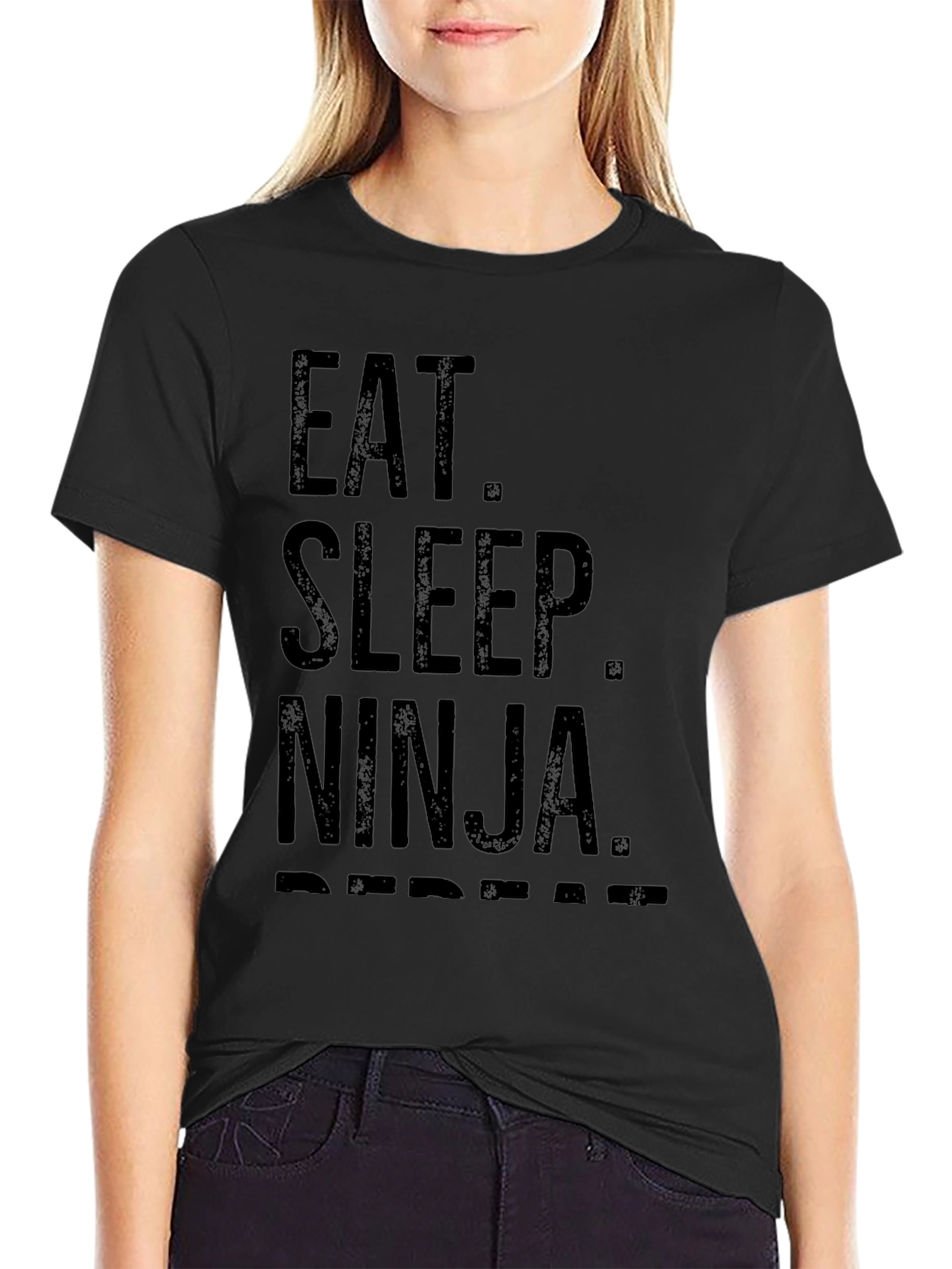Eat. Sleep. Ninja. Repeat. Black T-Shirt