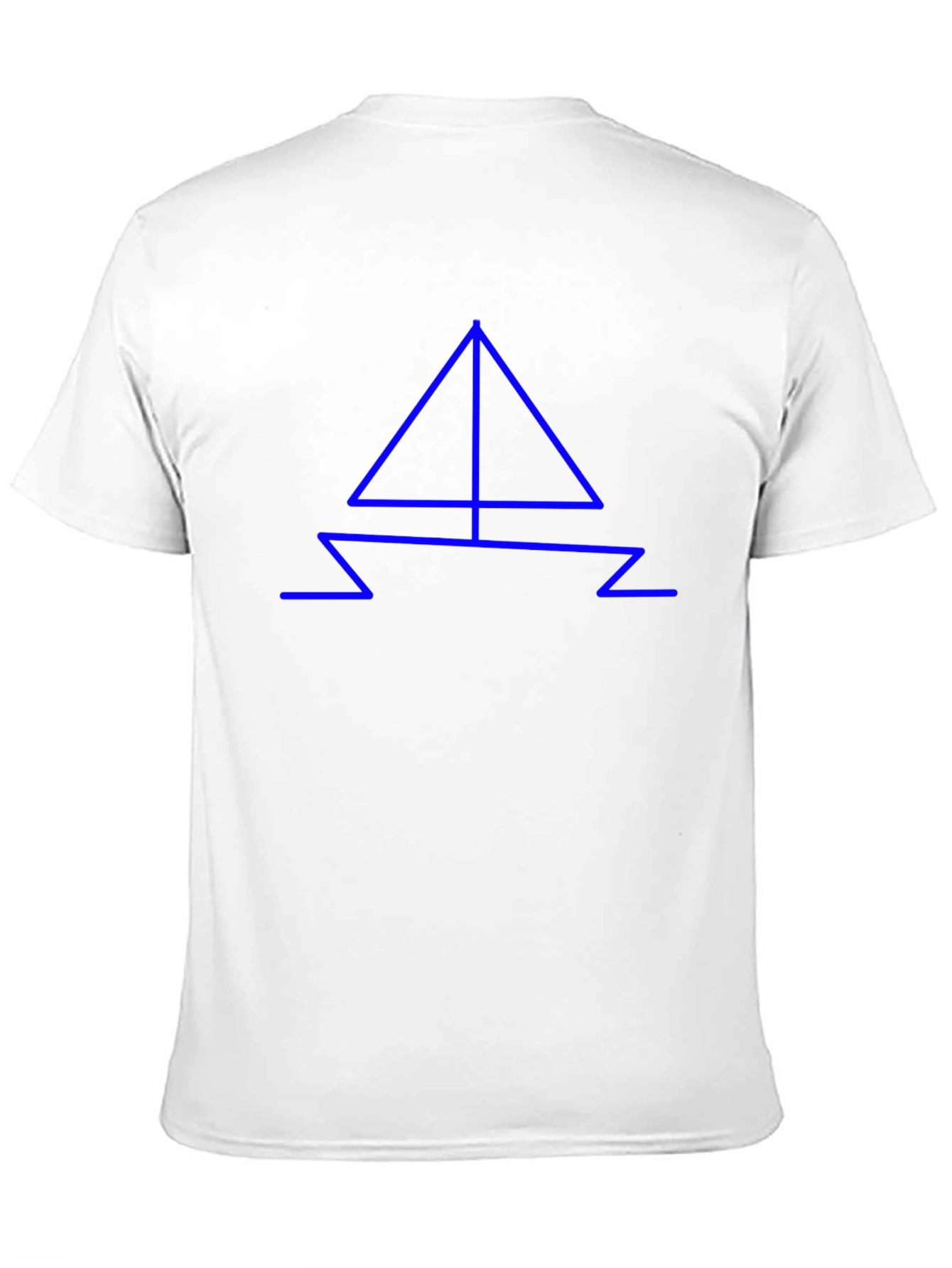 Modern Blue Geometric Boat Design Black T-Shirt