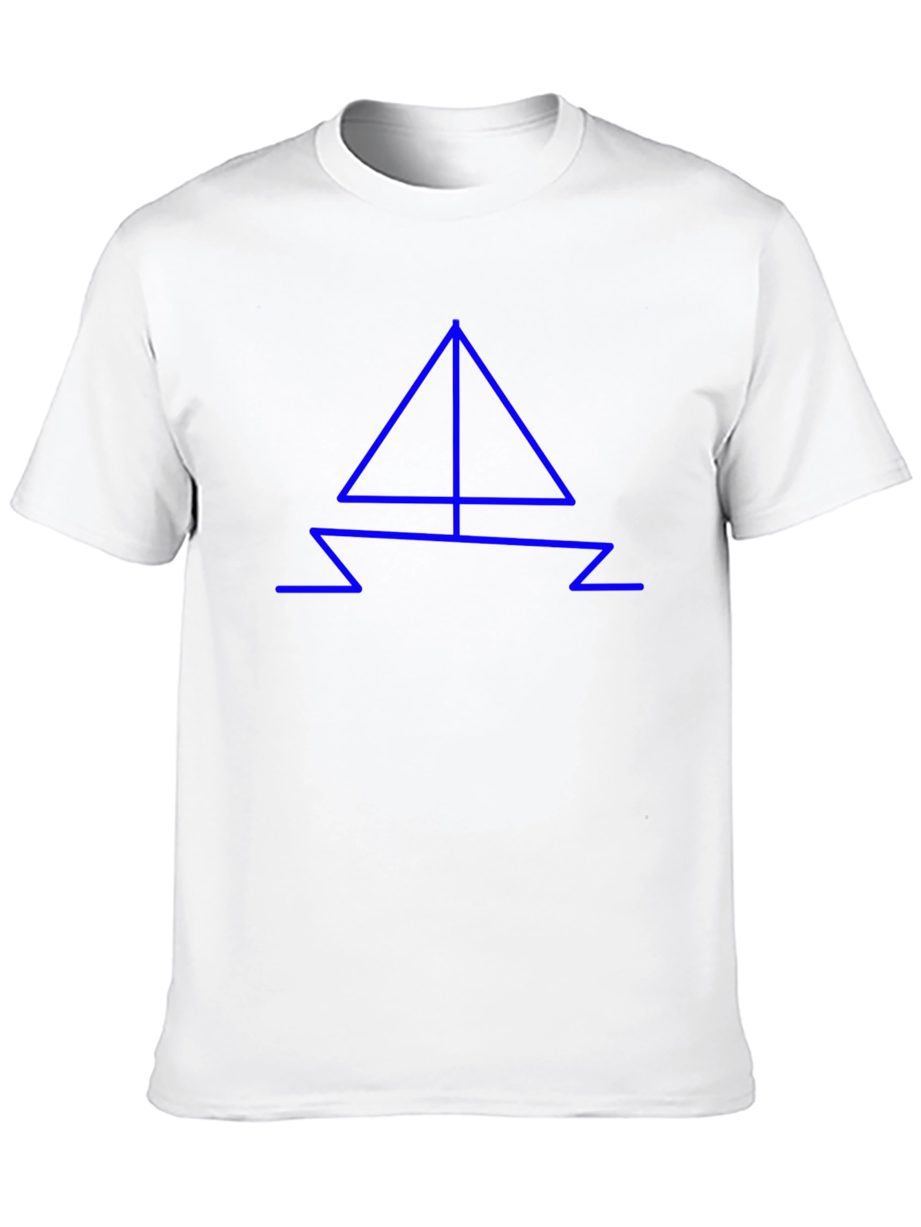 Modern Blue Geometric Boat Design Black T-Shirt
