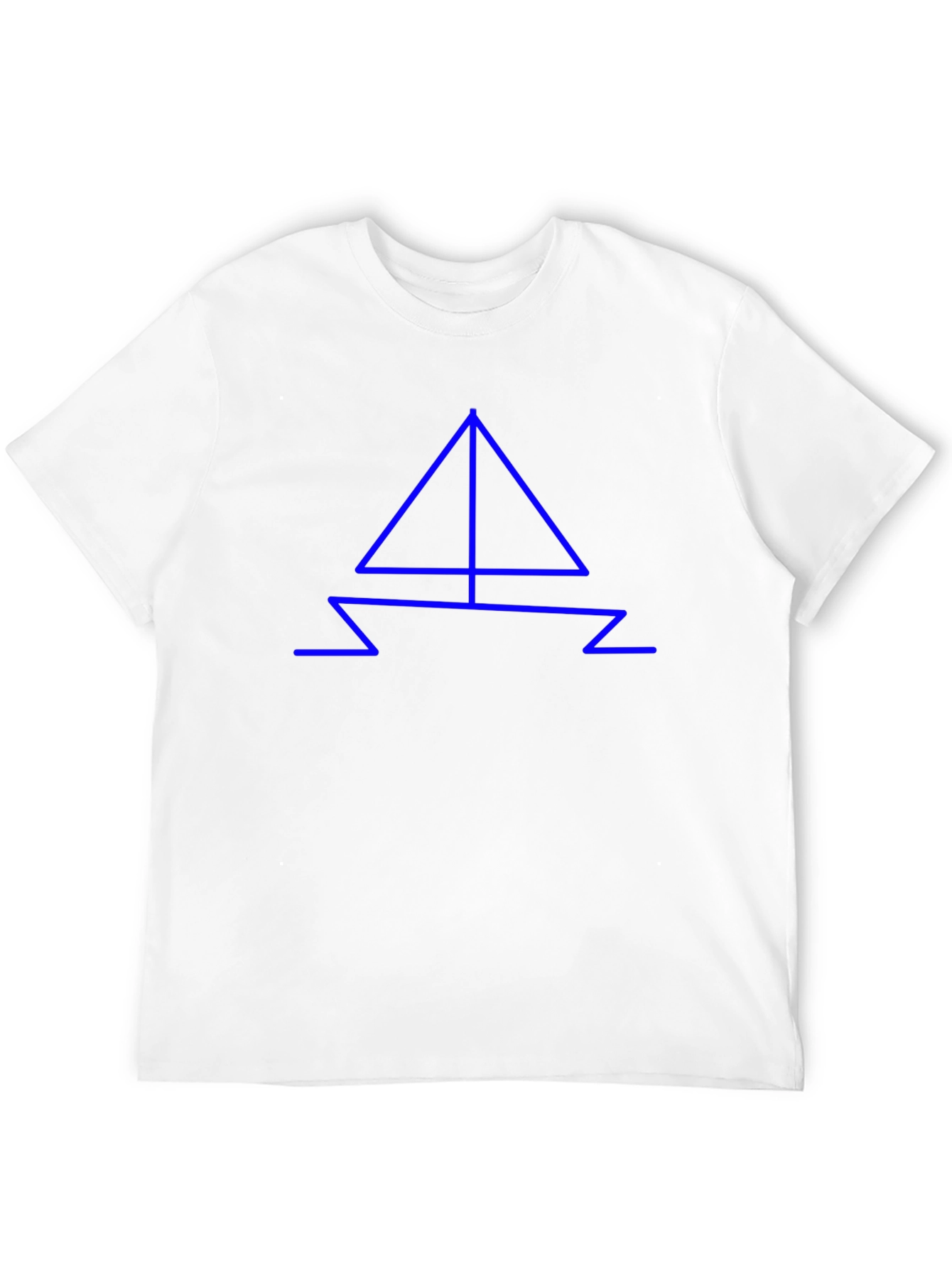 Modern Blue Geometric Boat Design Black T-Shirt