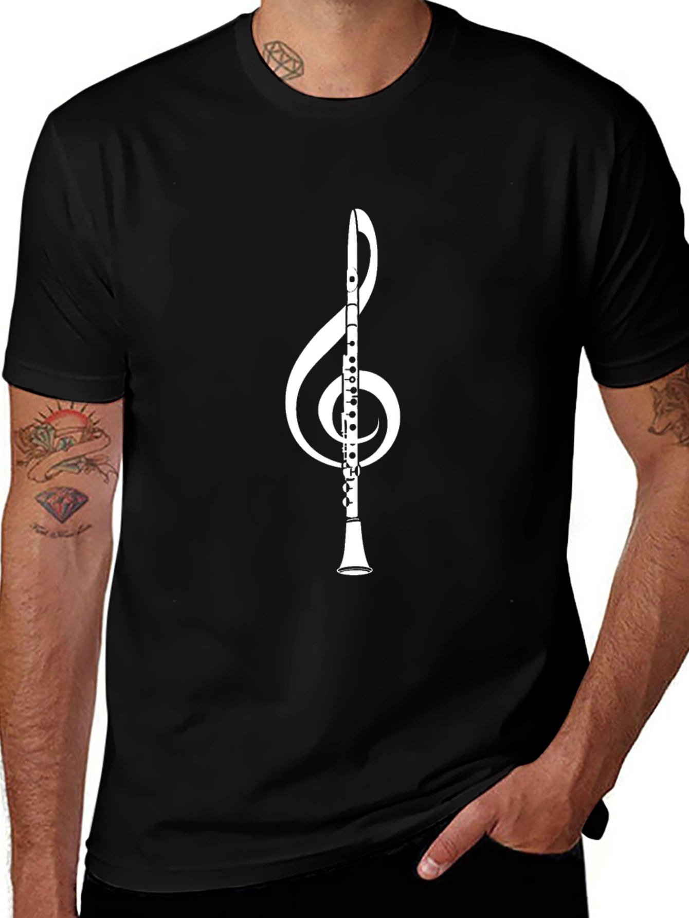 Music Lovers T-Shirt - Treble Clef Clarinet