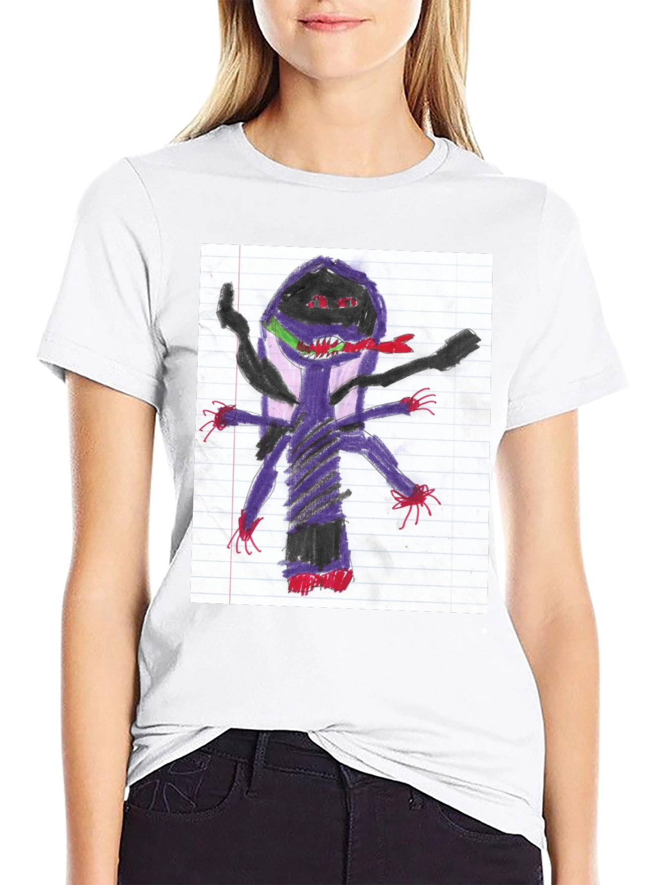 Unique Black T-Shirt with Monster Art