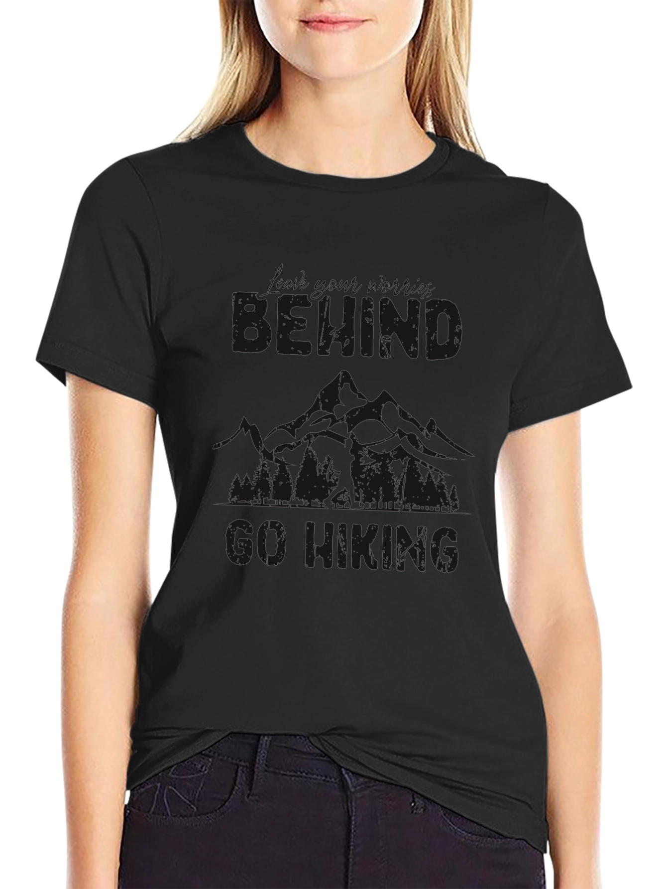 Mens Black Hiking Graphic Tee