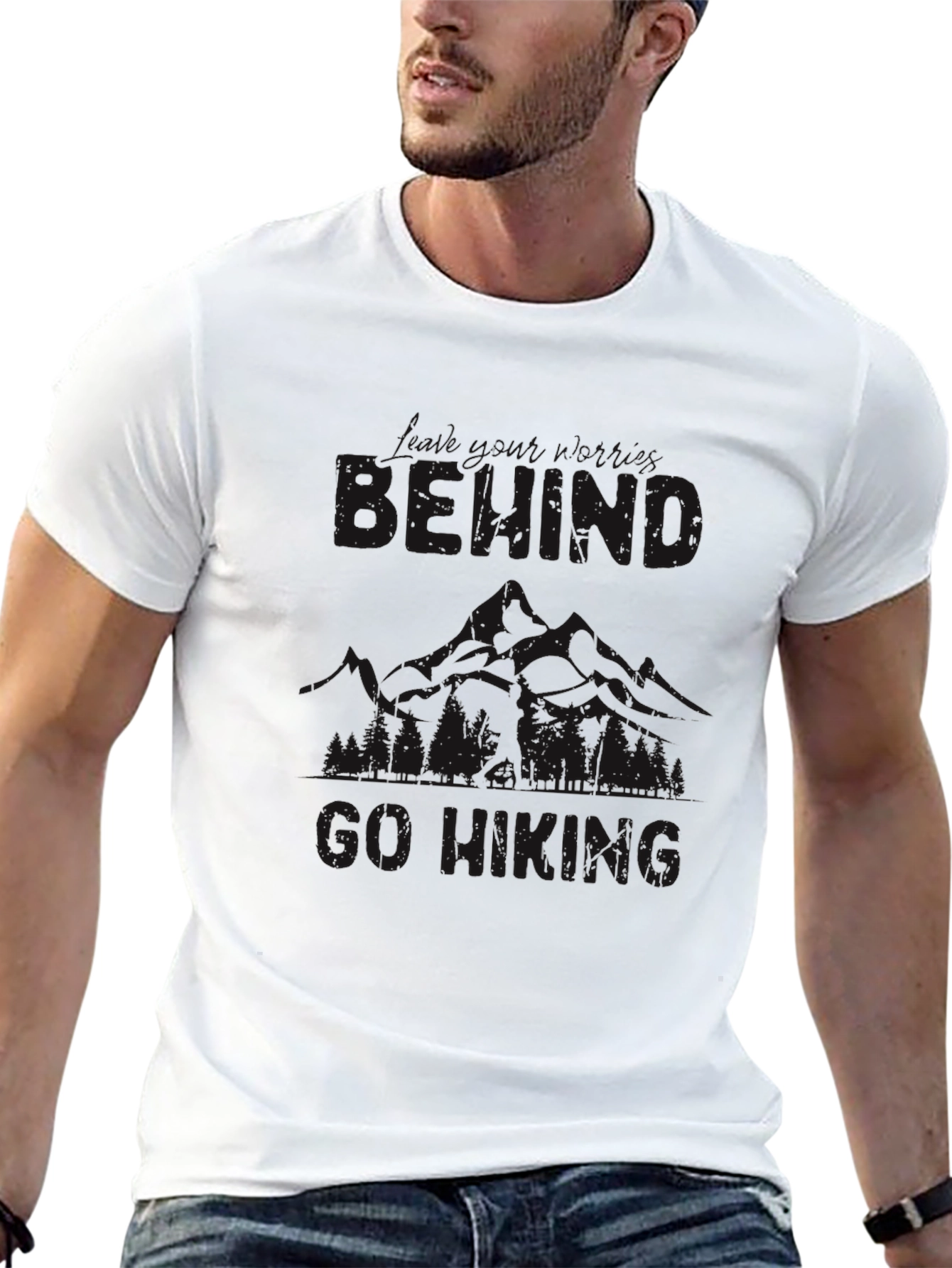 Mens Black Hiking Graphic Tee