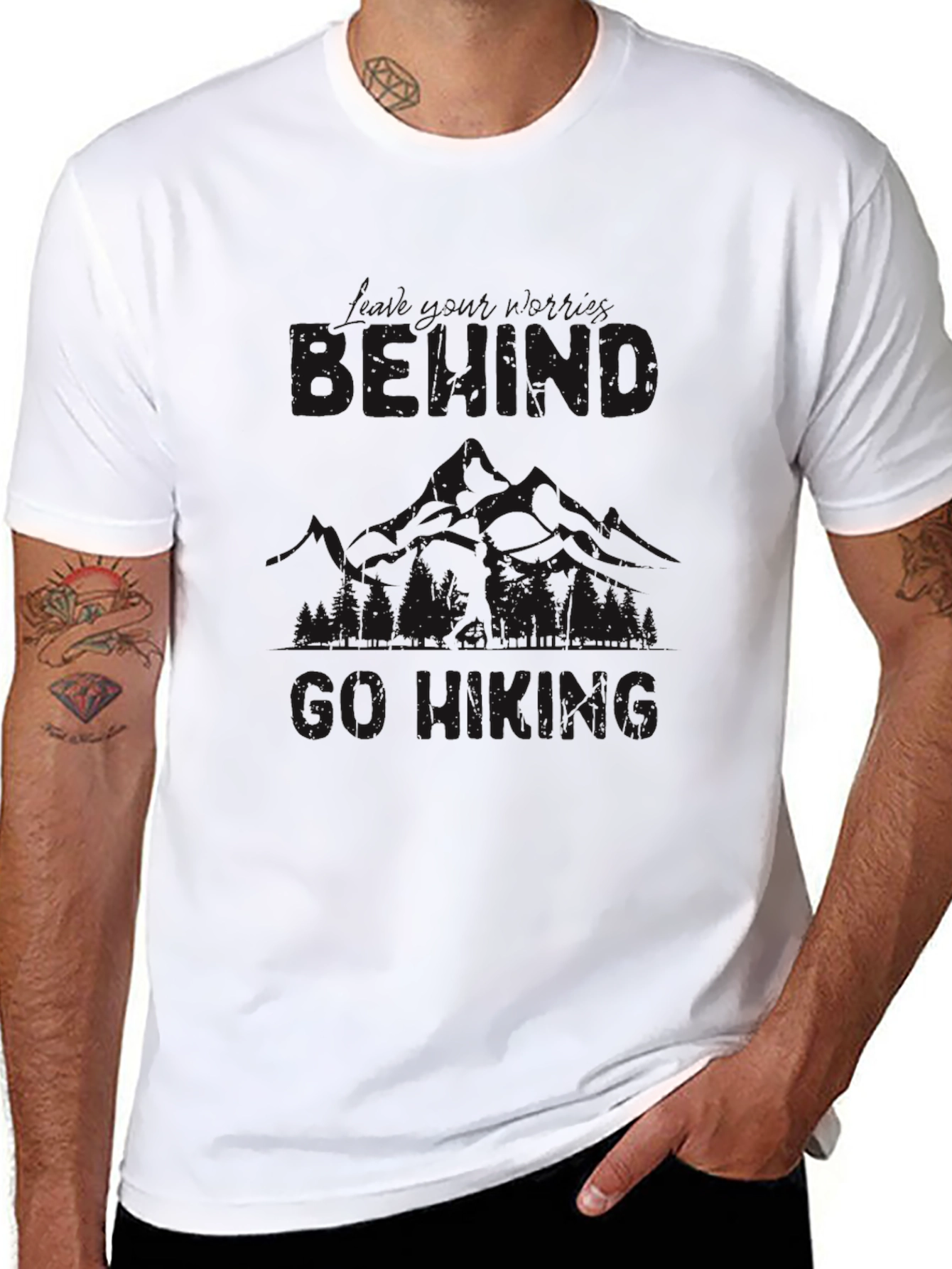 Mens Black Hiking Graphic Tee