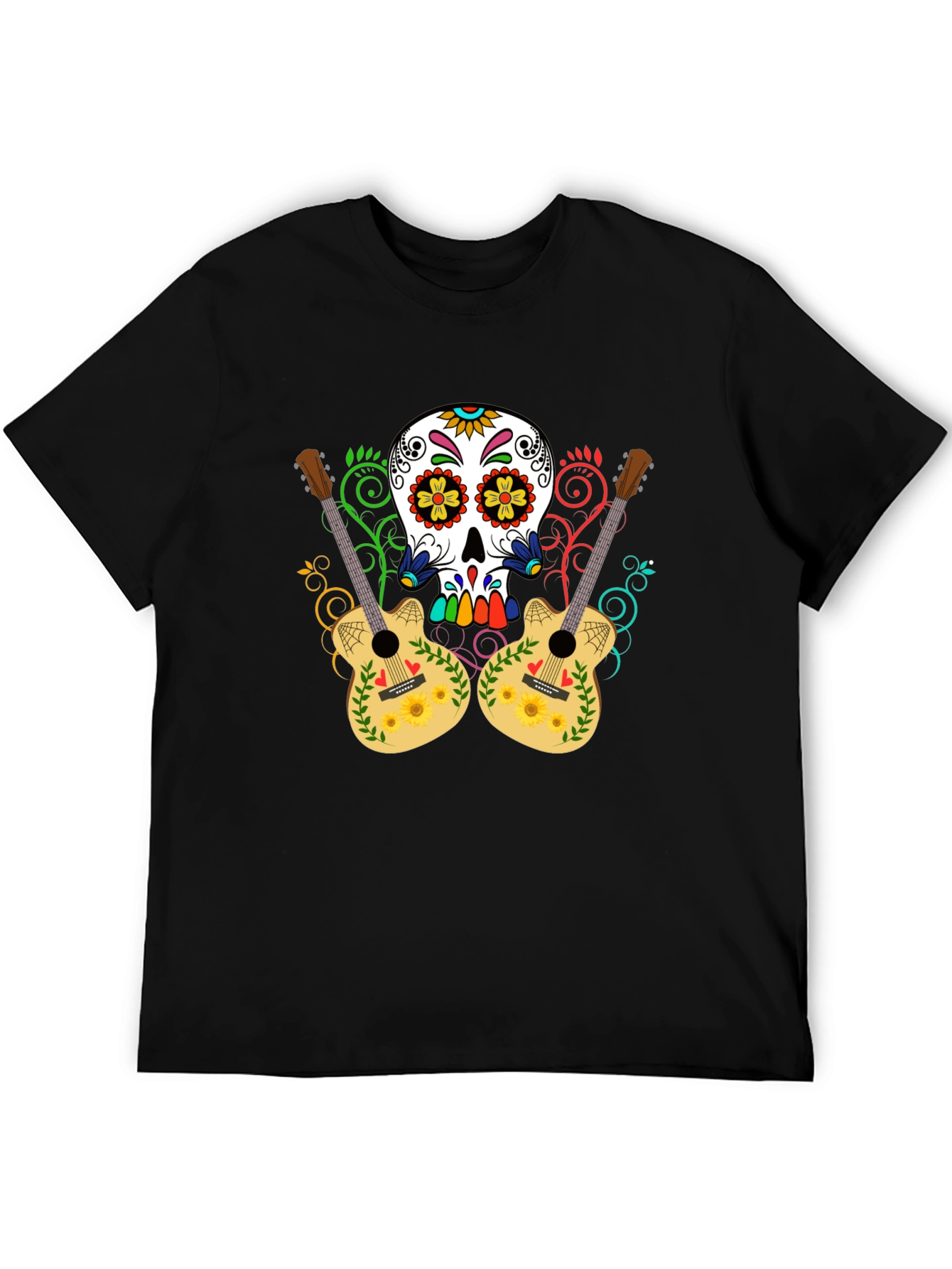 Sugar Skull Guitar Graphic T-Shirt
